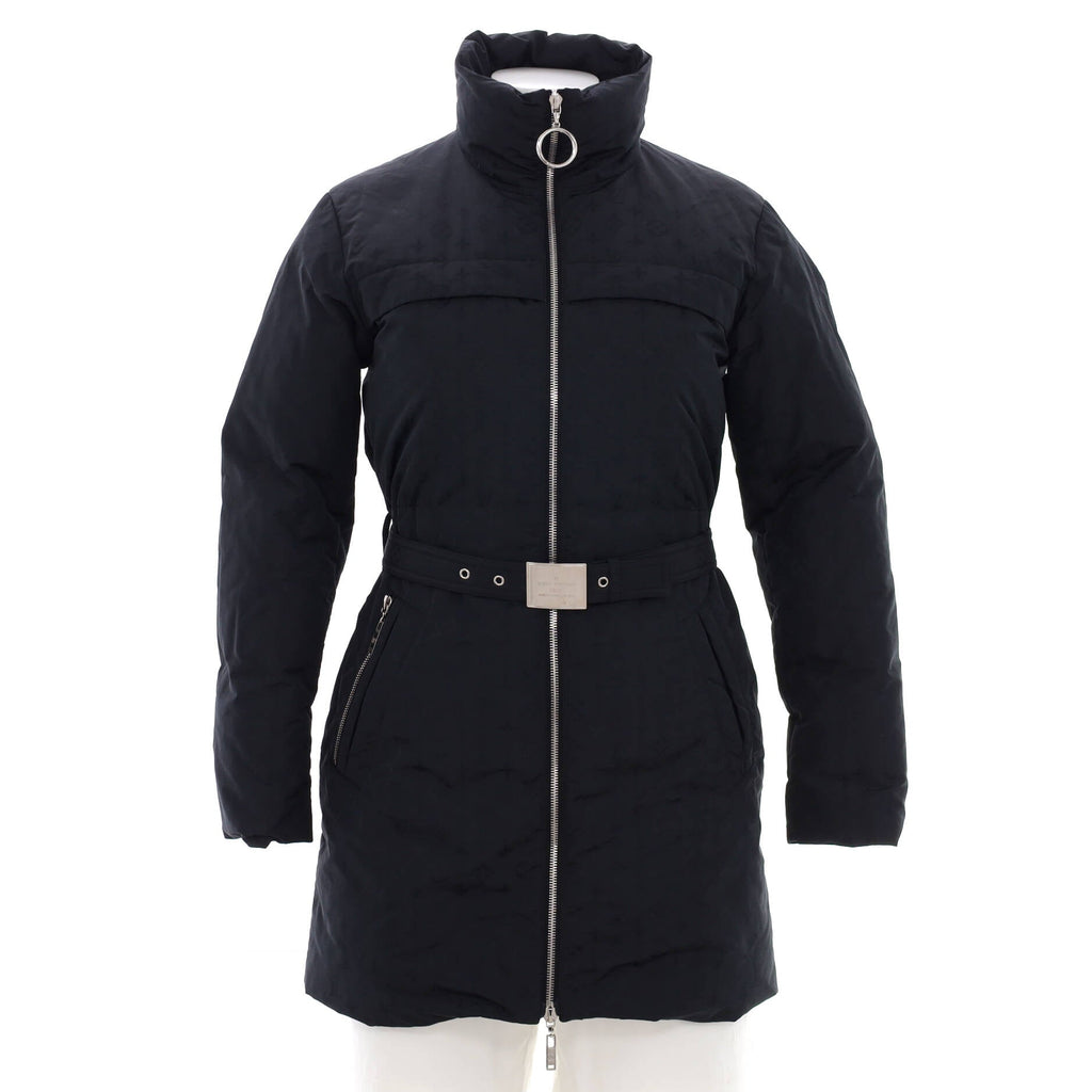 Women's Monogram Jacquard Hooded Puffer Coat Quilted Polyamide with Down Blend
