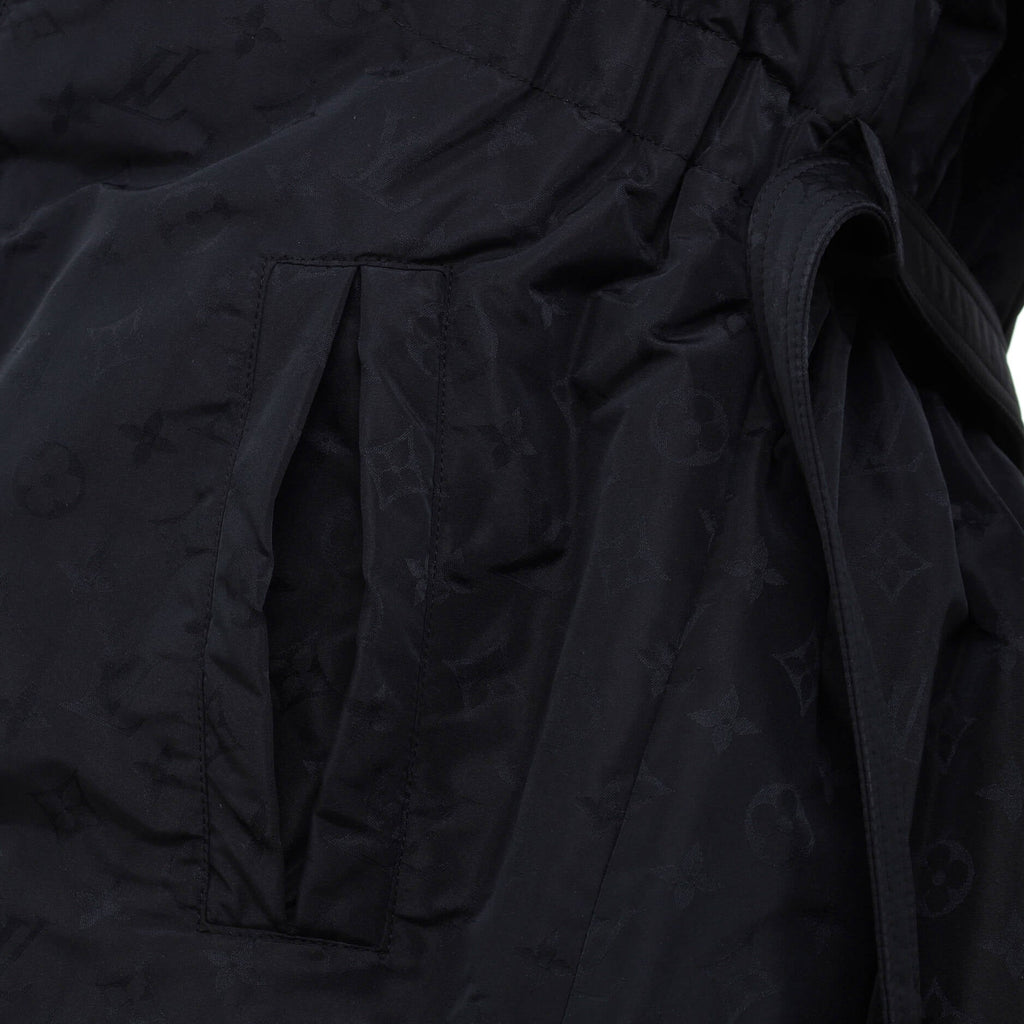 Women's Monogram Jacquard Hooded Puffer Coat Quilted Polyamide with Down Blend