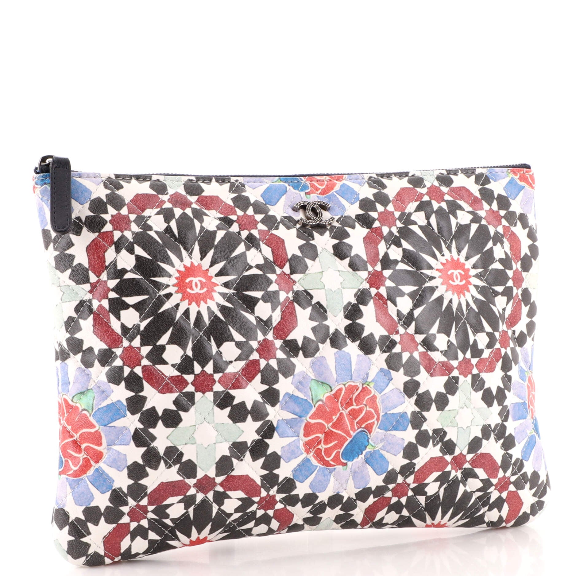 Dubai O Case Clutch Quilted Printed Lambskin Medium
