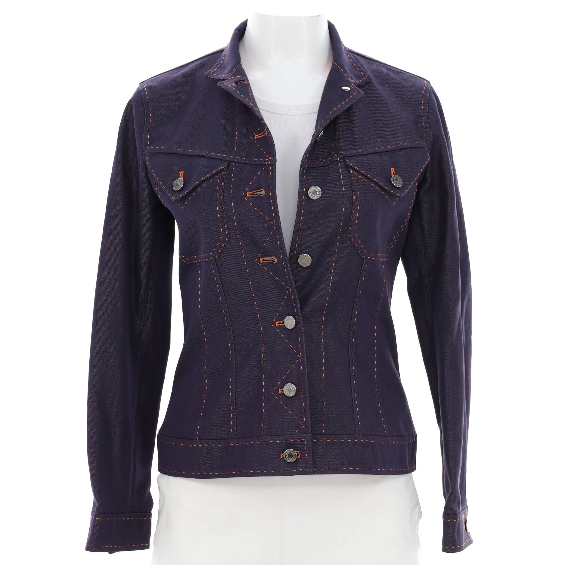 Women's Double Pocket Button Up Jacket Denim