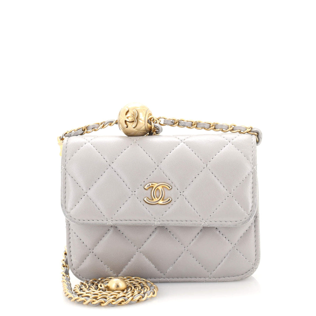 Pearl Crush Flap Clutch with Chain Quilted Lambskin Mini
