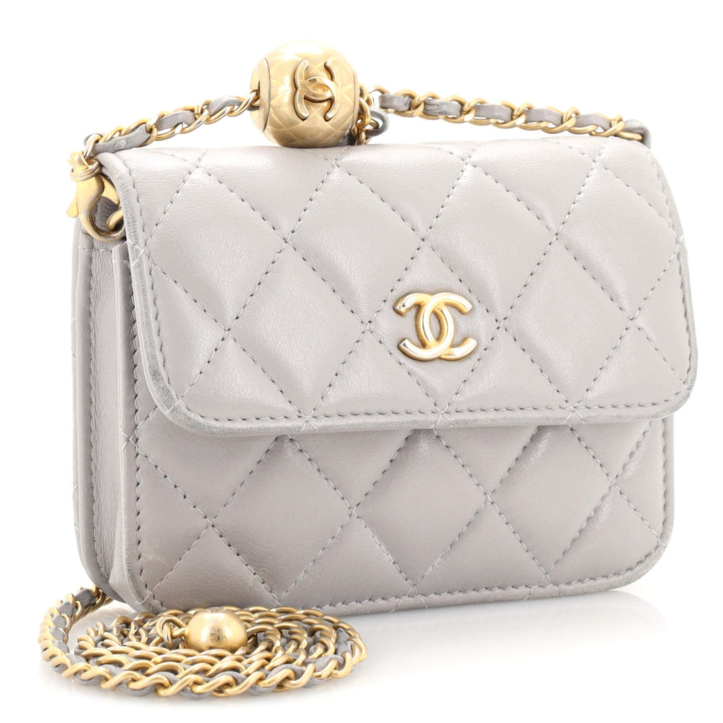 Pearl Crush Flap Clutch with Chain Quilted Lambskin Mini