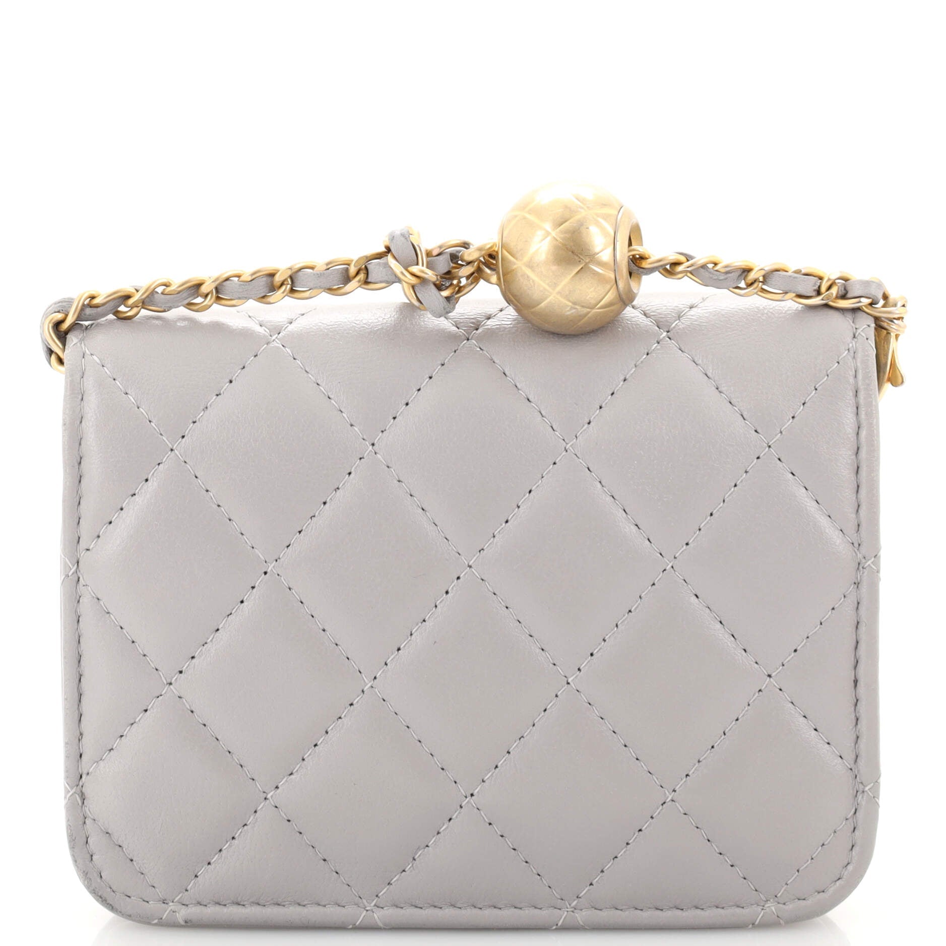Pearl Crush Flap Clutch with Chain Quilted Lambskin Mini