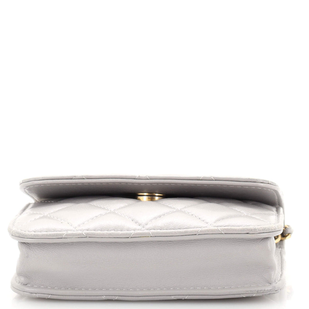 Pearl Crush Flap Clutch with Chain Quilted Lambskin Mini