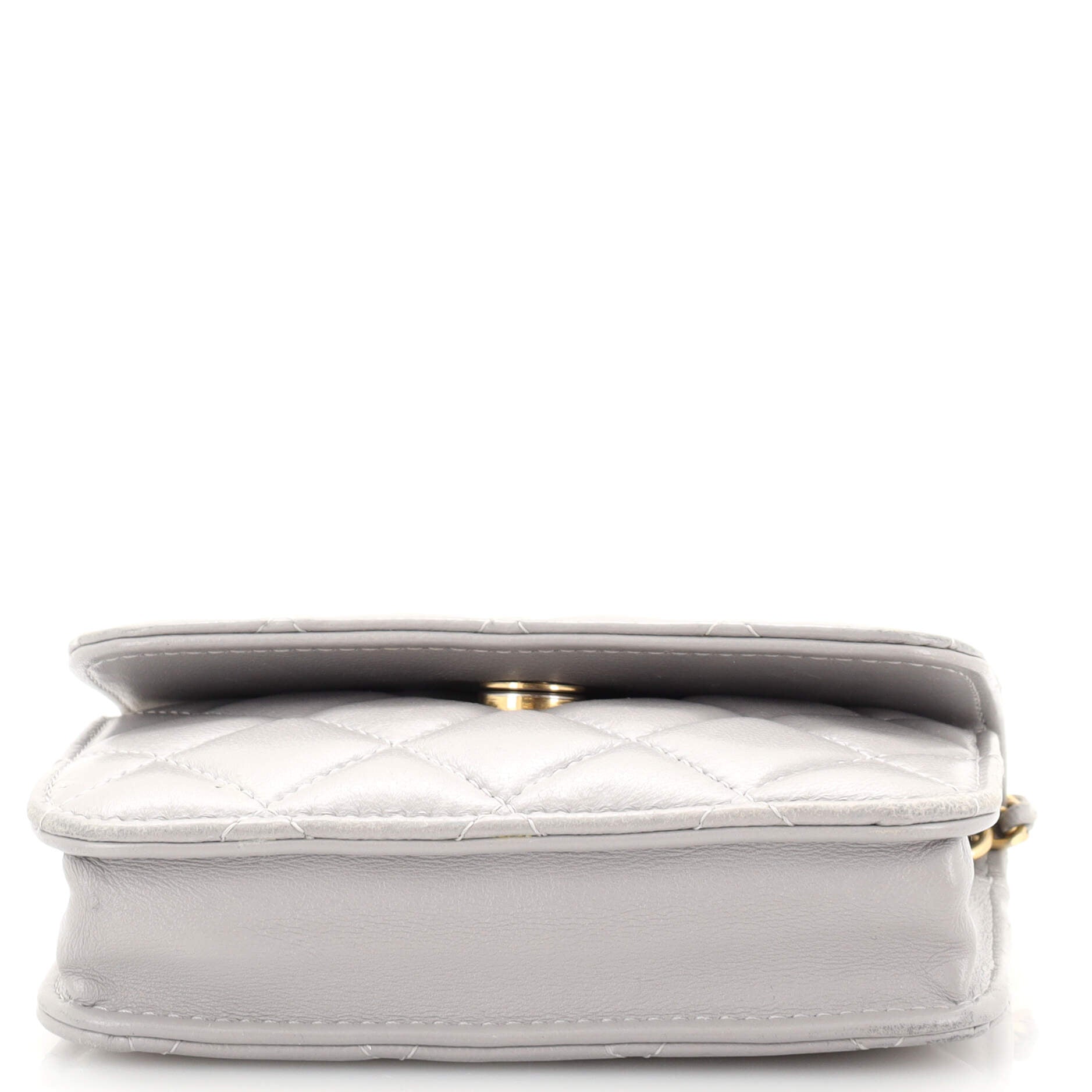 Pearl Crush Flap Clutch with Chain Quilted Lambskin Mini