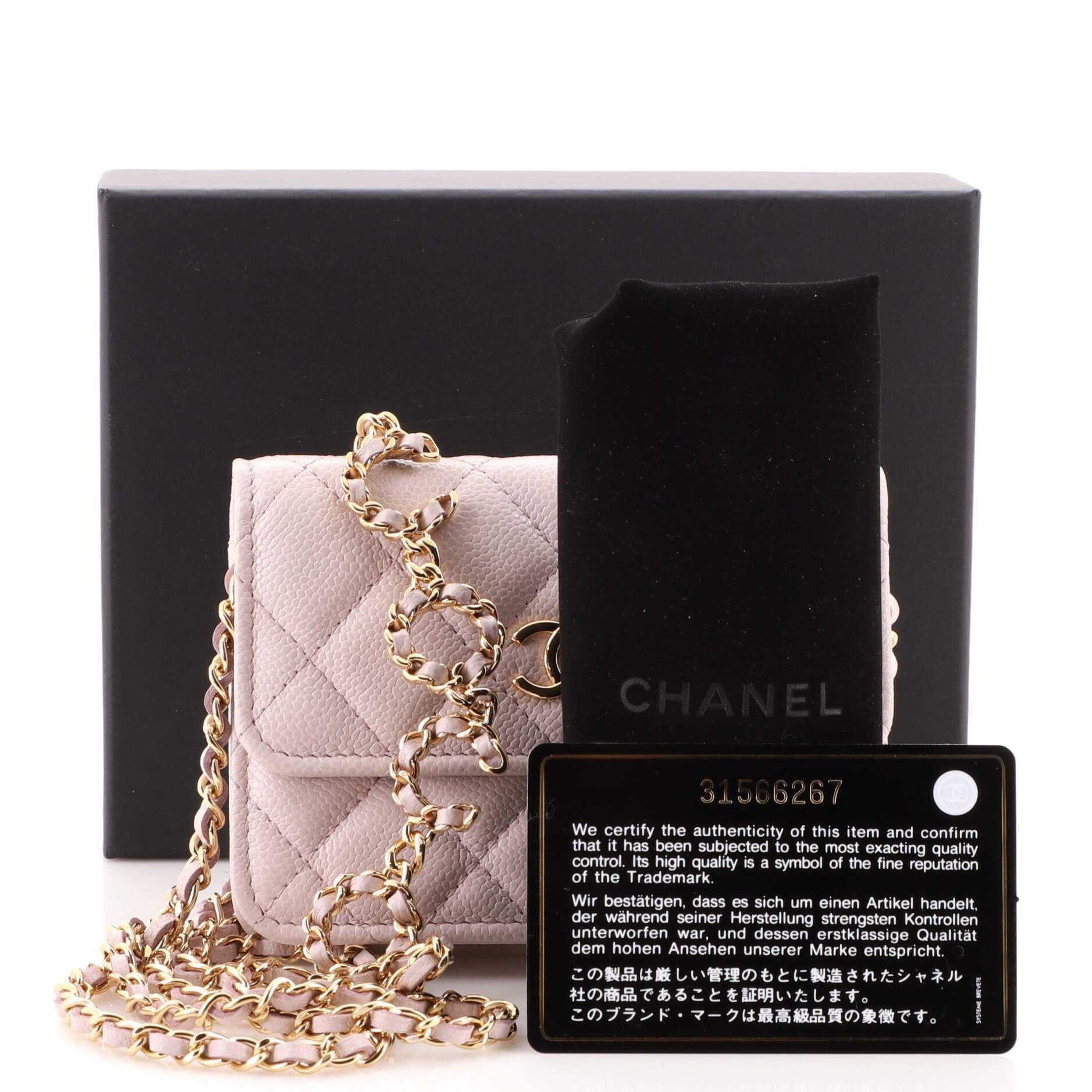 Miss Coco Strap Flap Clutch with Chain Quilted Caviar Mini