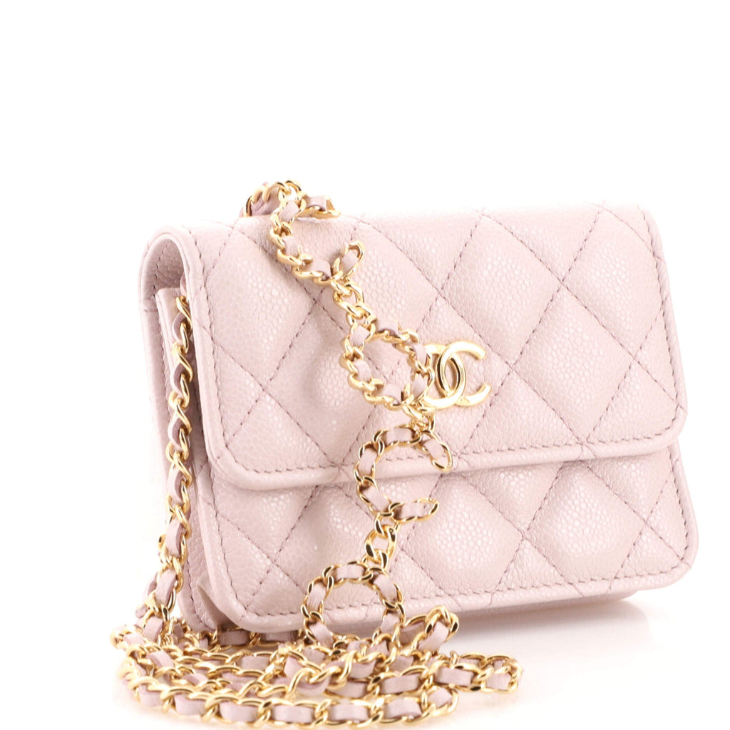Miss Coco Strap Flap Clutch with Chain Quilted Caviar Mini