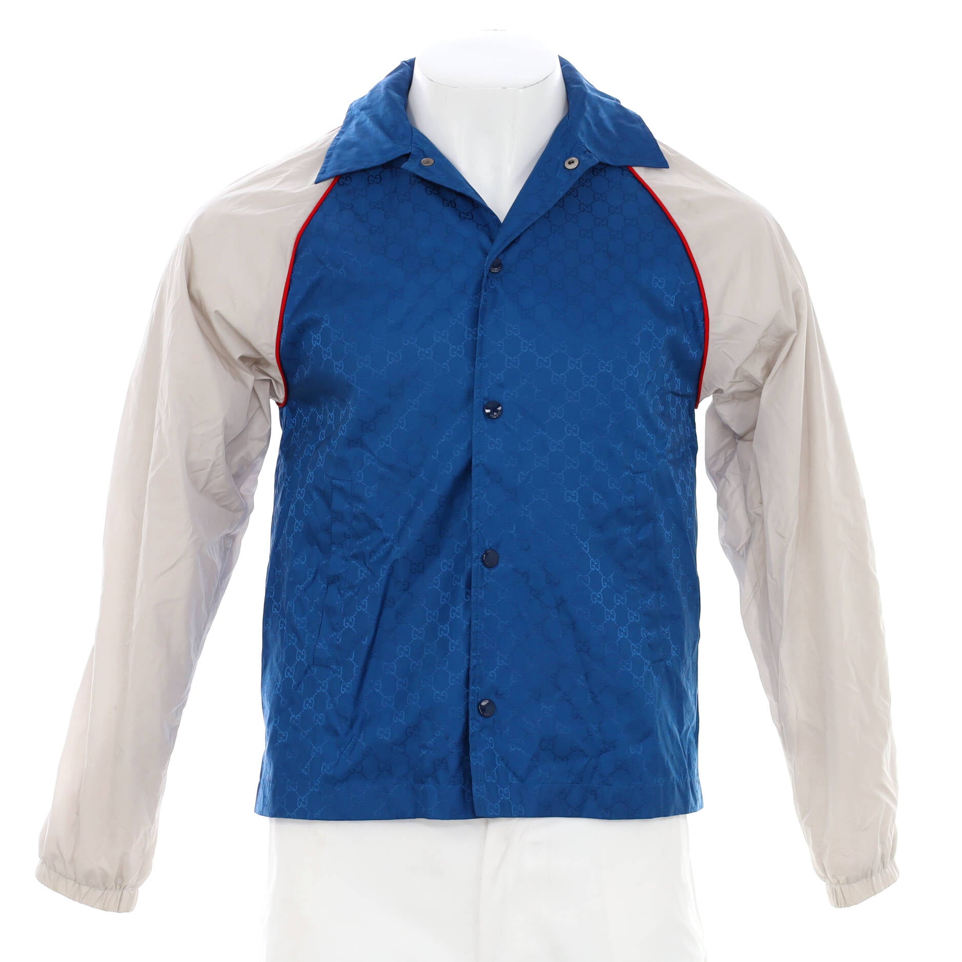 Men's Hooded Zip Windbreaker GG Jacquard Nylon