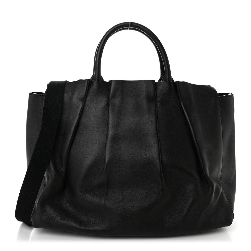 Calfskin Pleated Peggy Tote Black
