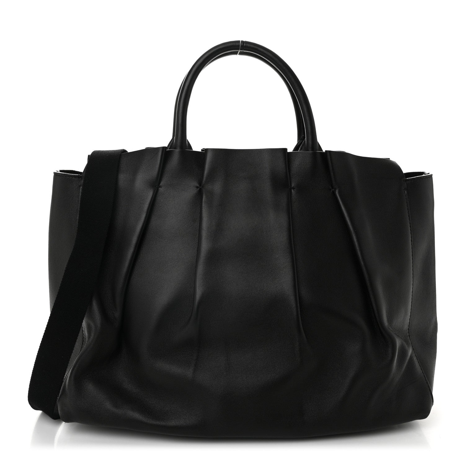 Calfskin Pleated Peggy Tote Black