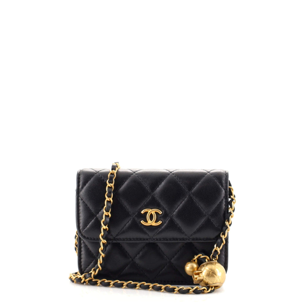 Pearl Crush Flap Clutch with Chain Quilted Lambskin Mini