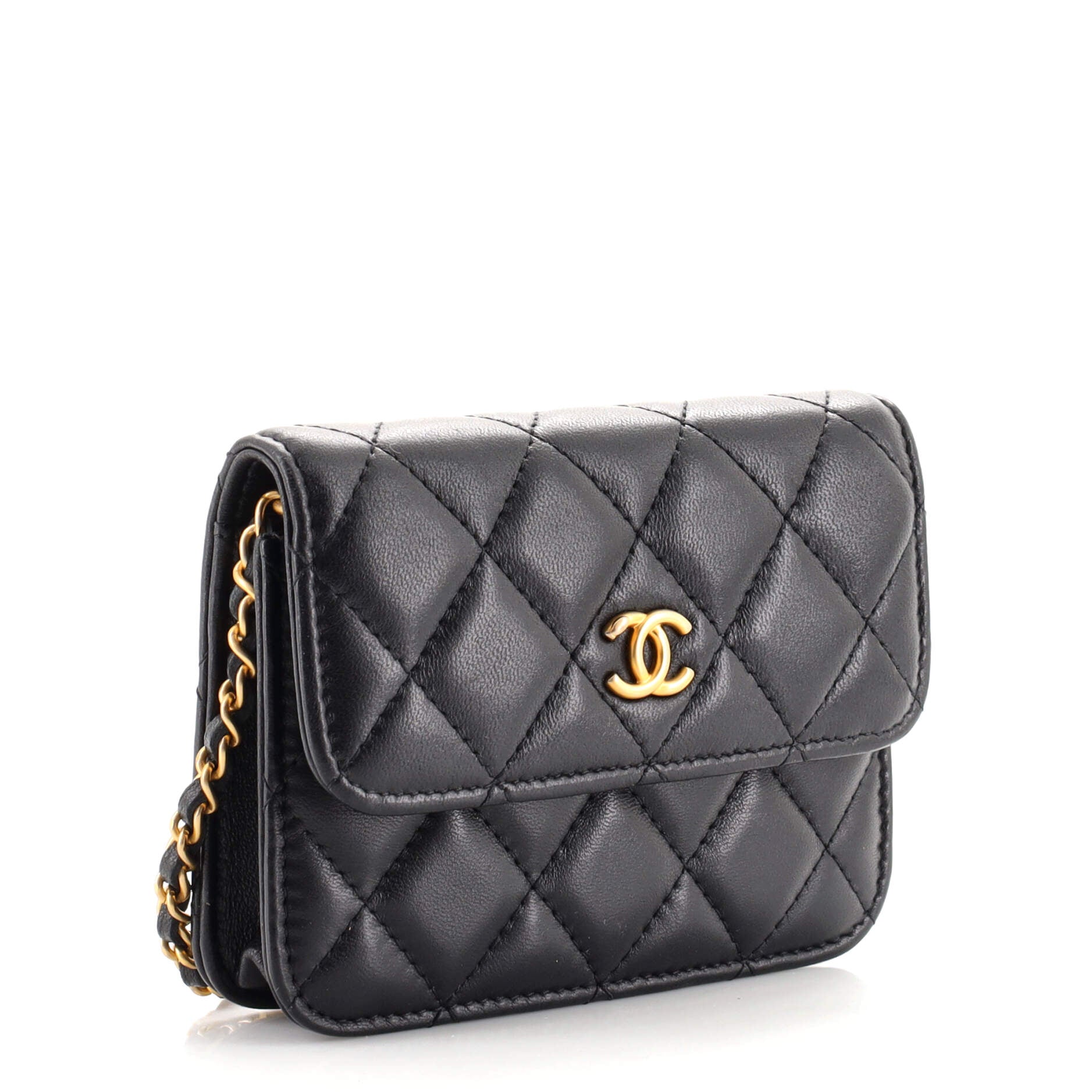 Pearl Crush Flap Clutch with Chain Quilted Lambskin Mini