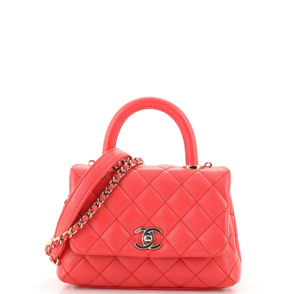 Coco Top Handle Bag Quilted Caviar Extra Mini