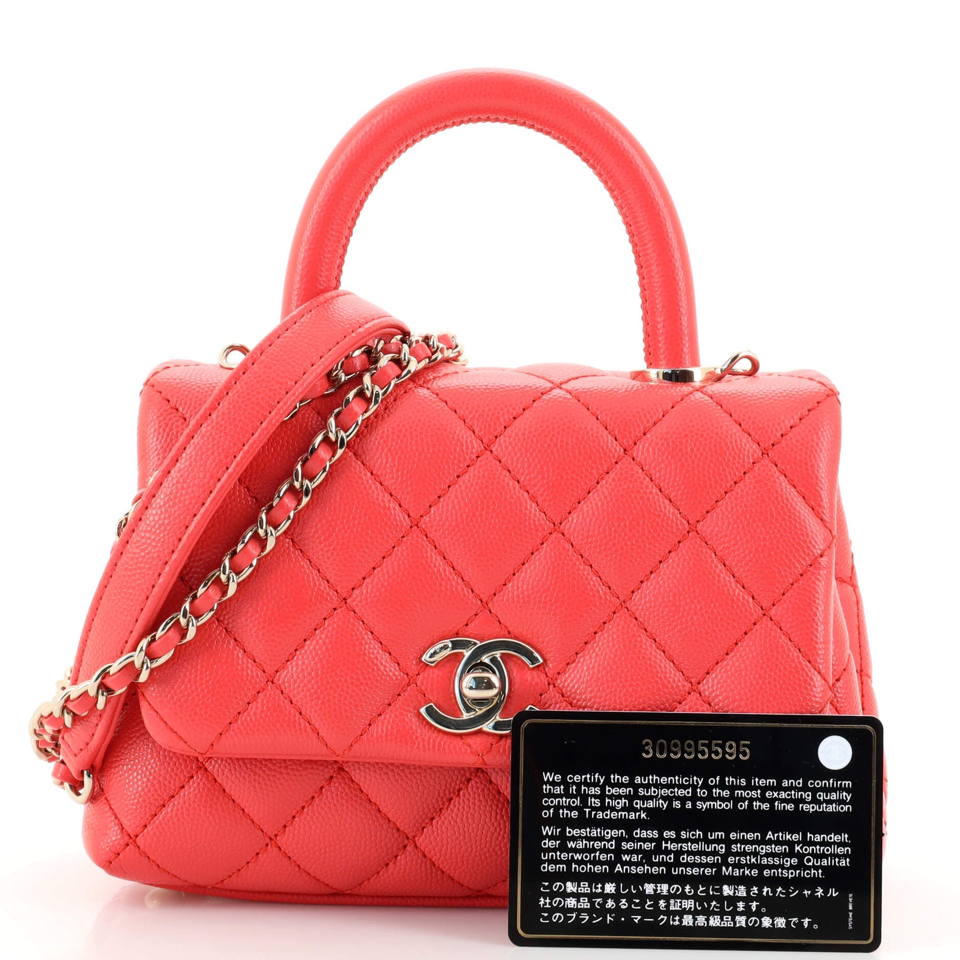 Coco Top Handle Bag Quilted Caviar Extra Mini