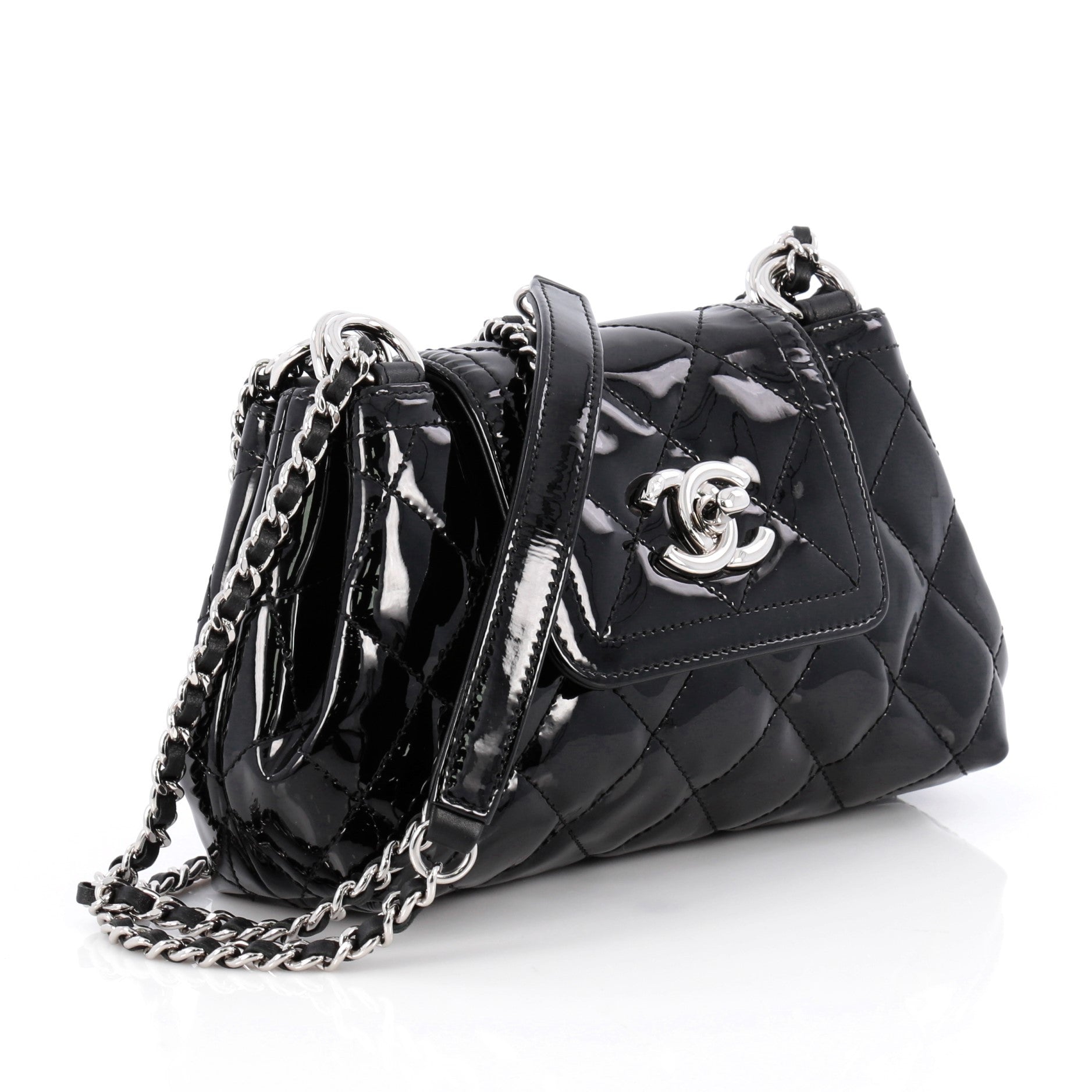 Coco Shine Accordion Flap Bag Quilted Patent Mini