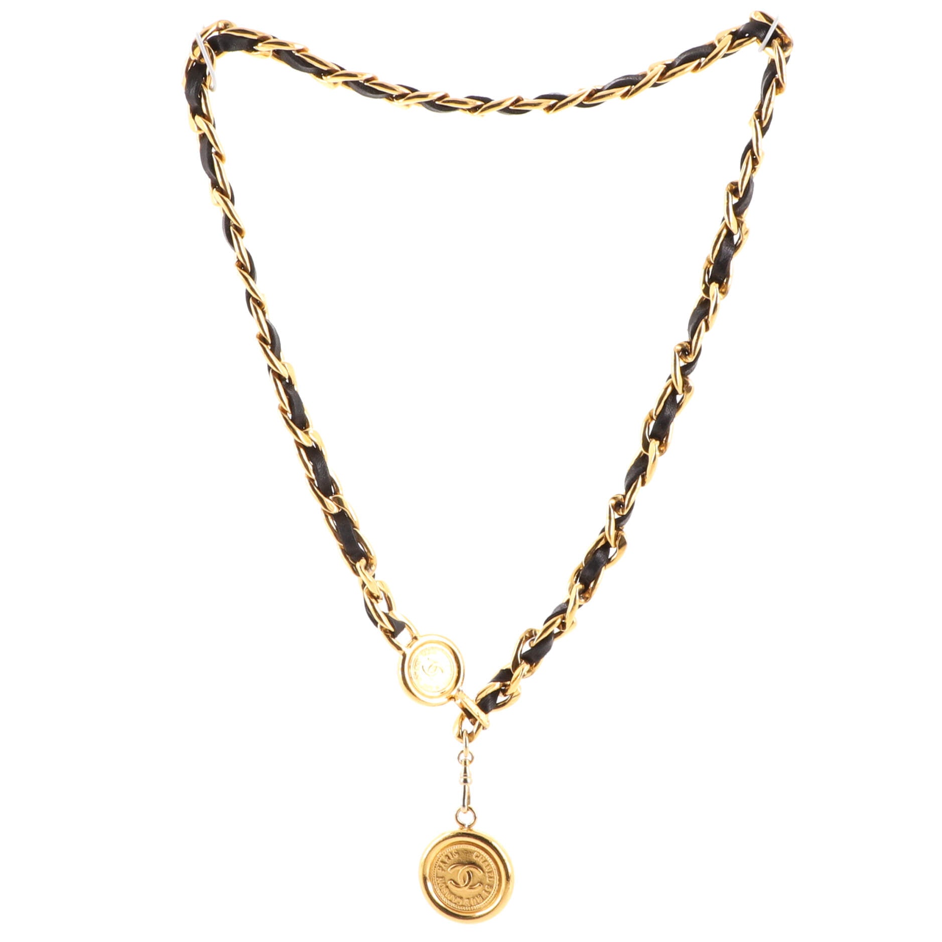 Vintage Medallion Chain Belt Metal and Leather 75