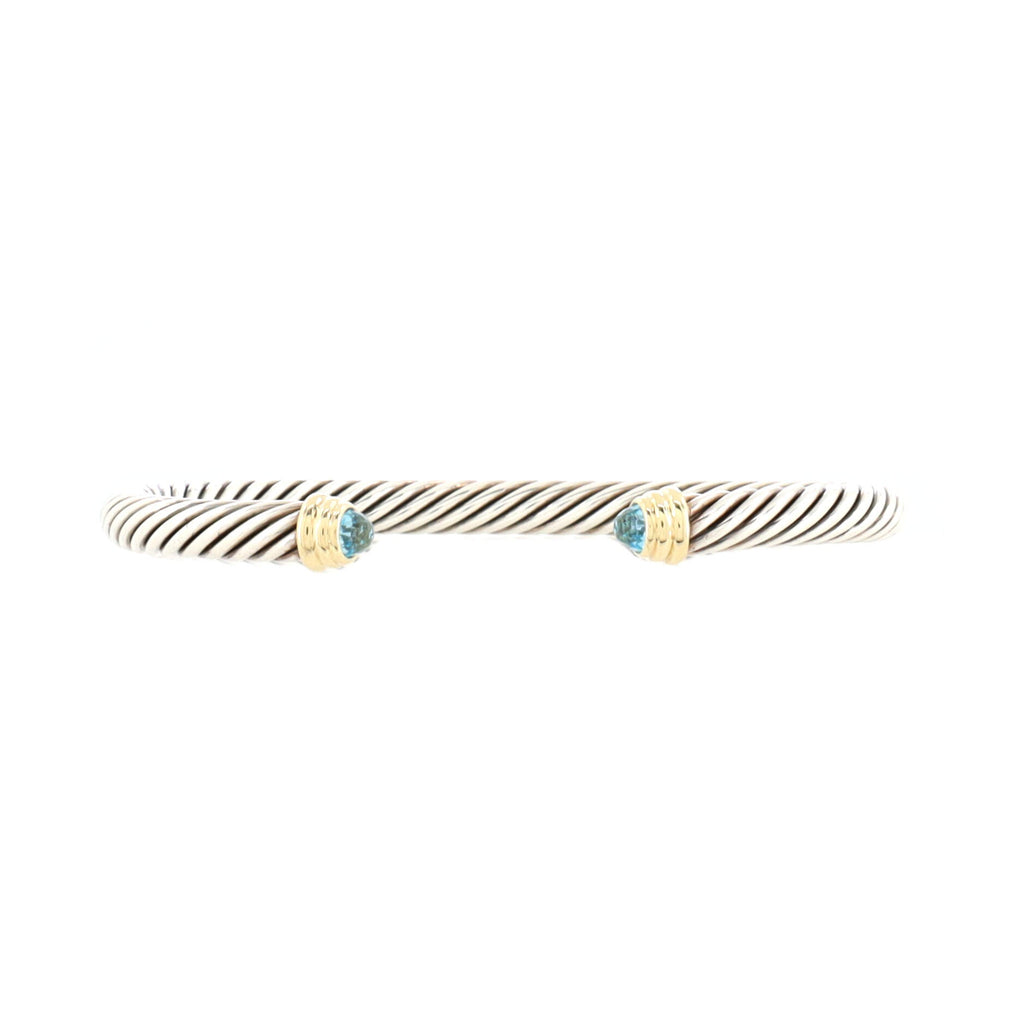 Cable Classic Bracelet Sterling Silver with 14K Yellow Gold and Topaz 5mm