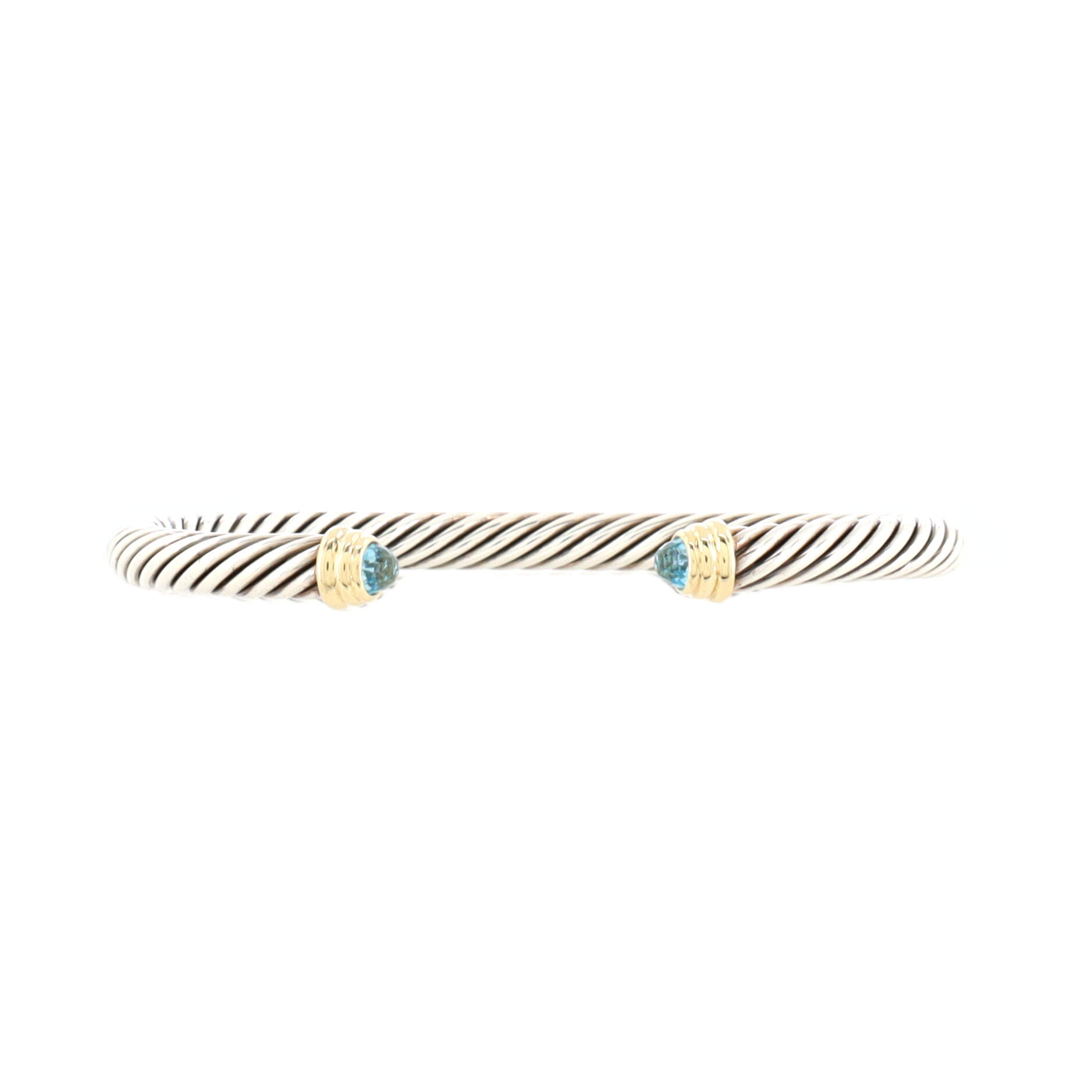 Cable Classic Bracelet Sterling Silver with 14K Yellow Gold and Topaz 5mm