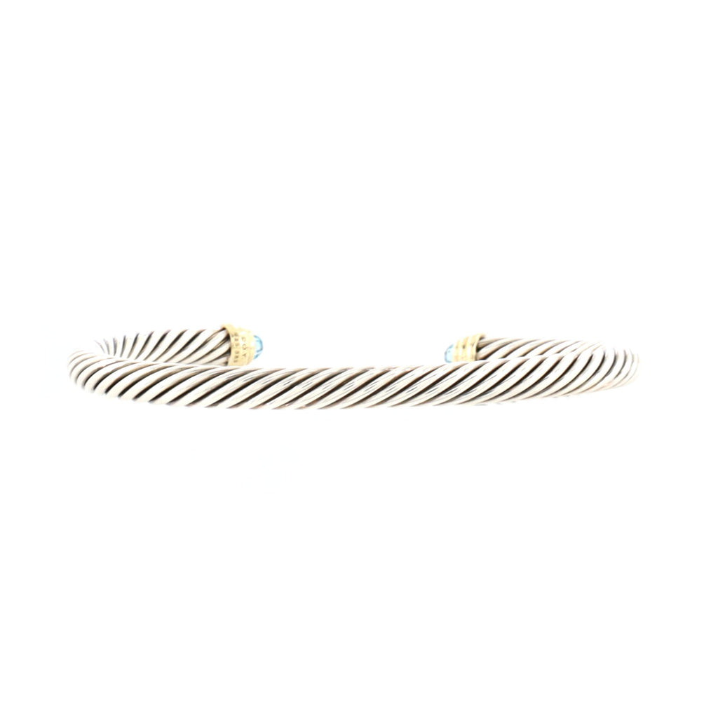 Cable Classic Bracelet Sterling Silver with 14K Yellow Gold and Topaz 5mm