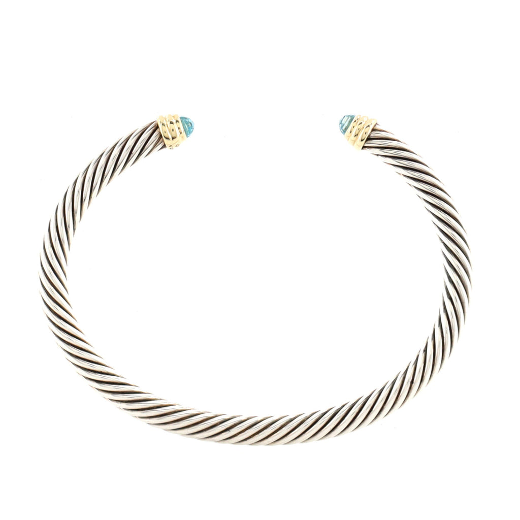 Cable Classic Bracelet Sterling Silver with 14K Yellow Gold and Topaz 5mm