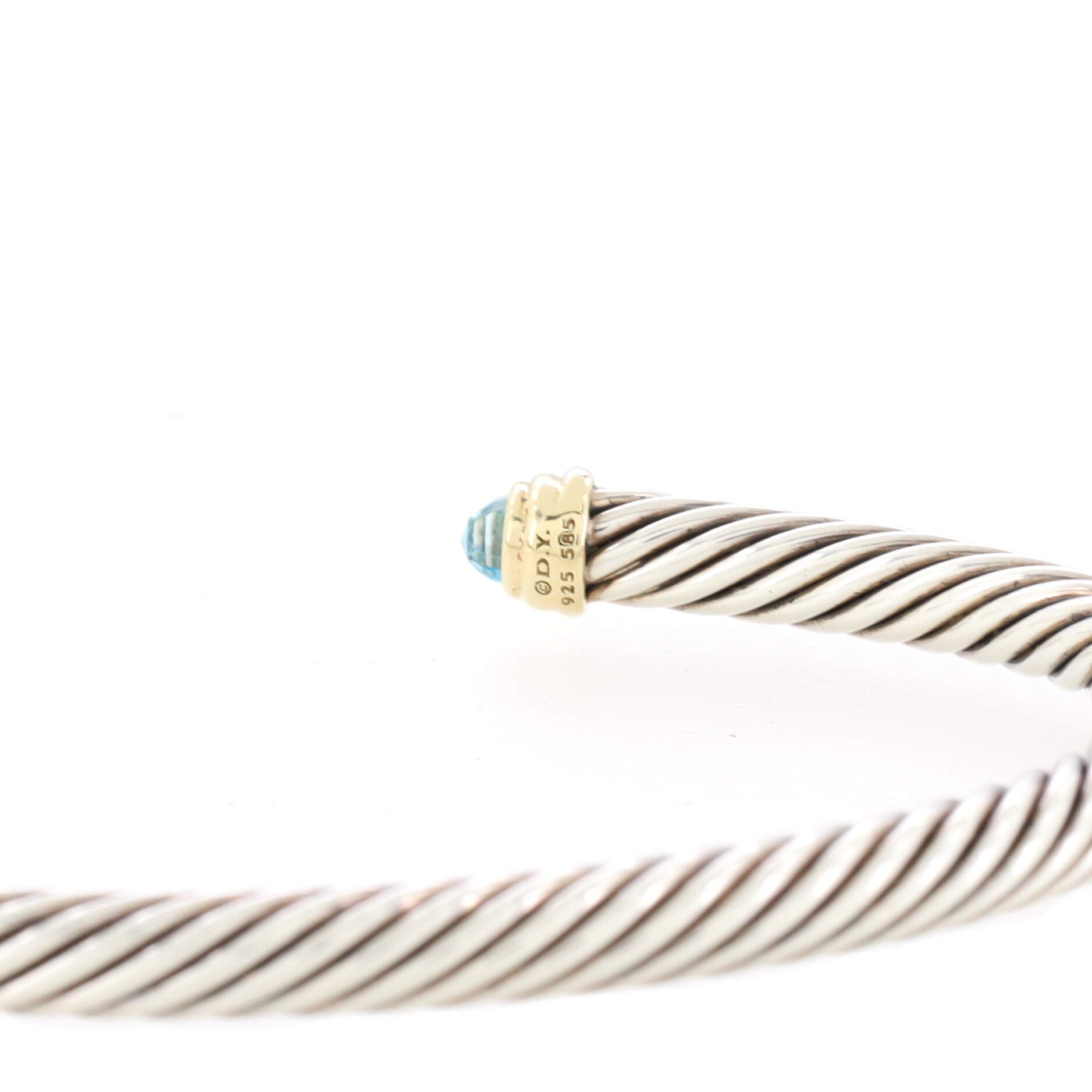 Cable Classic Bracelet Sterling Silver with 14K Yellow Gold and Topaz 5mm