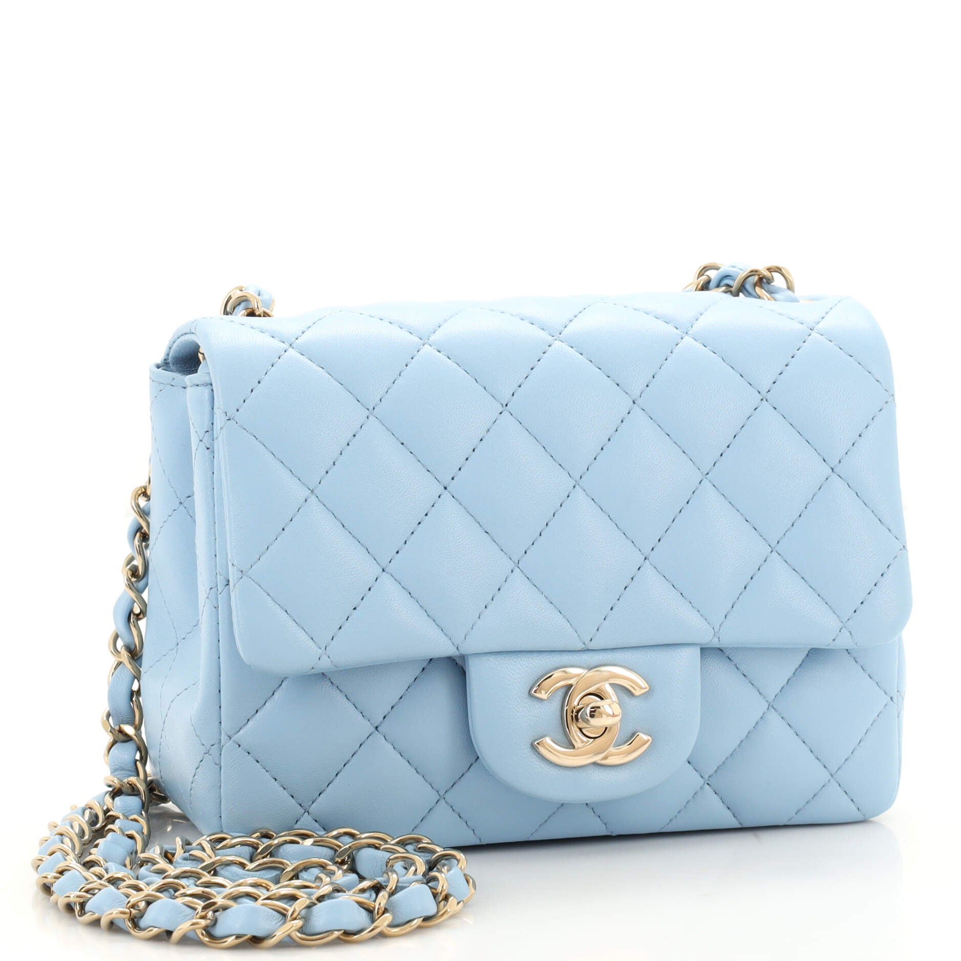 Square Classic Single Flap Bag Quilted Lambskin Mini