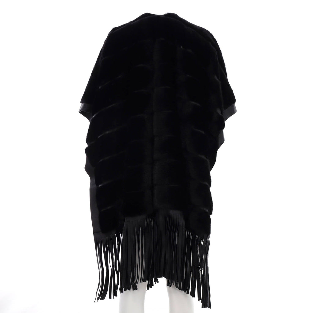 Women's Fringe Cape Mink and Leather