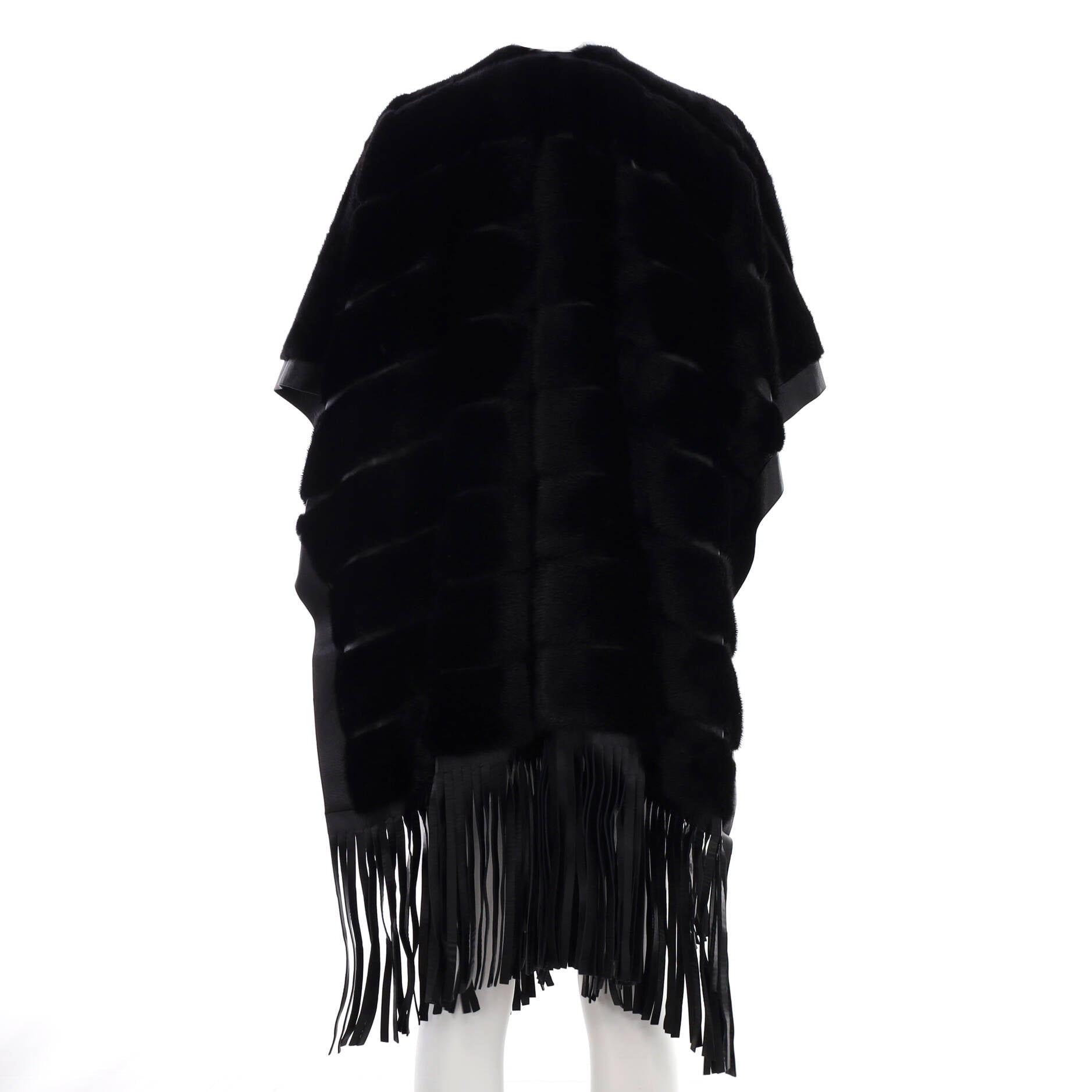 Women's Fringe Cape Mink and Leather