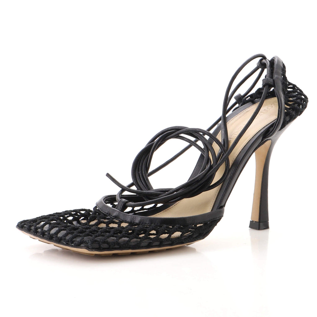 Women's Stretch Ankle Tie Sandals Mesh with Leather