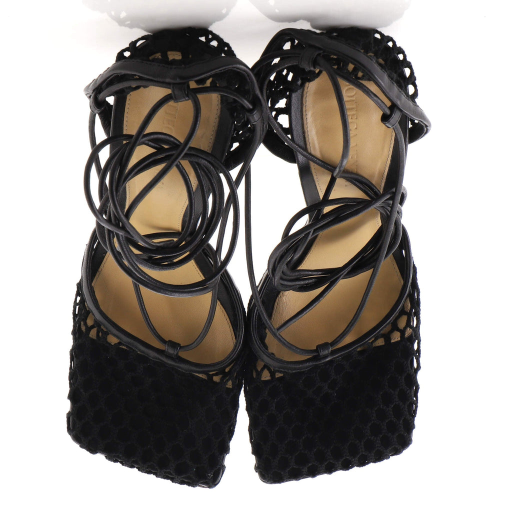 Women's Stretch Ankle Tie Sandals Mesh with Leather
