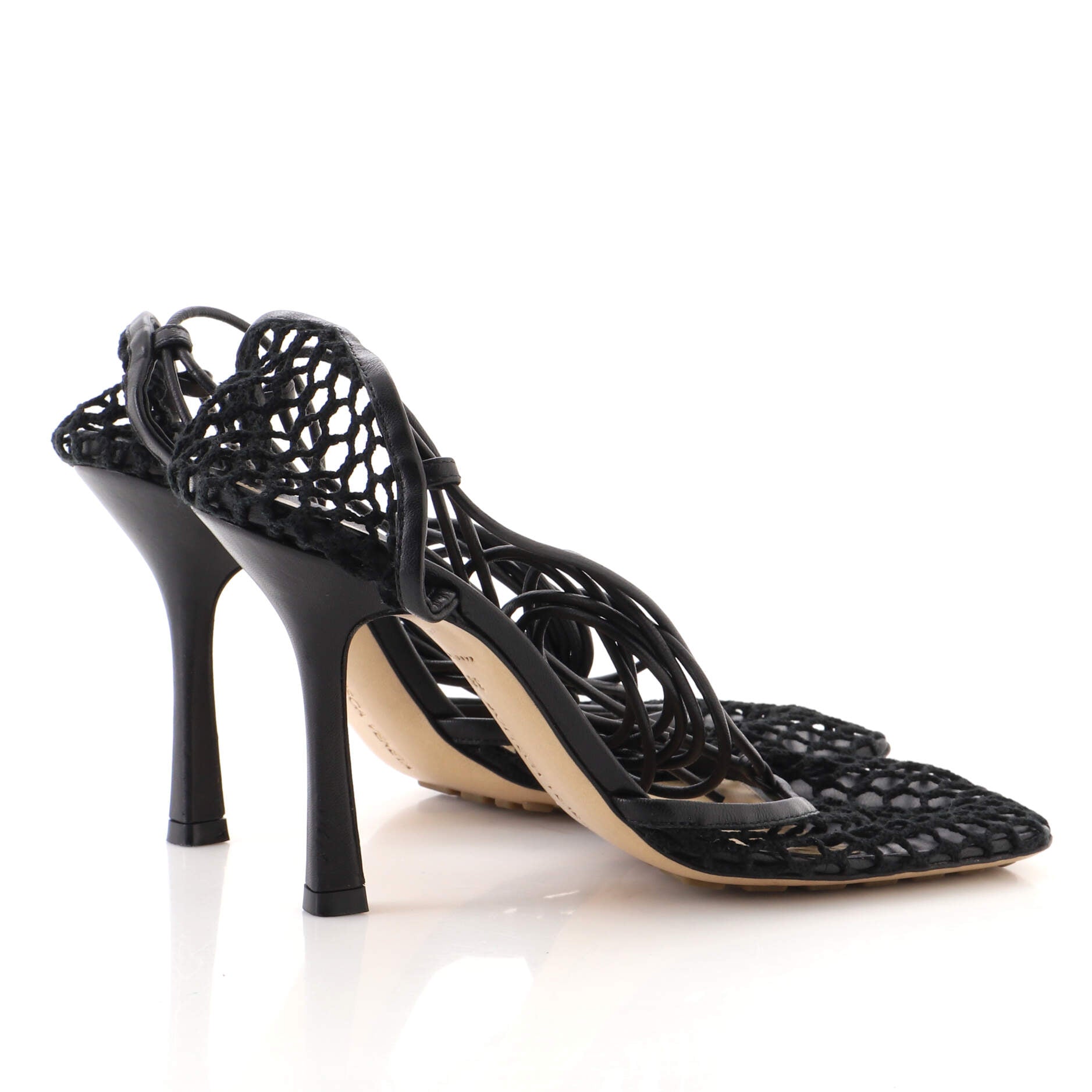 Women's Stretch Ankle Tie Sandals Mesh with Leather