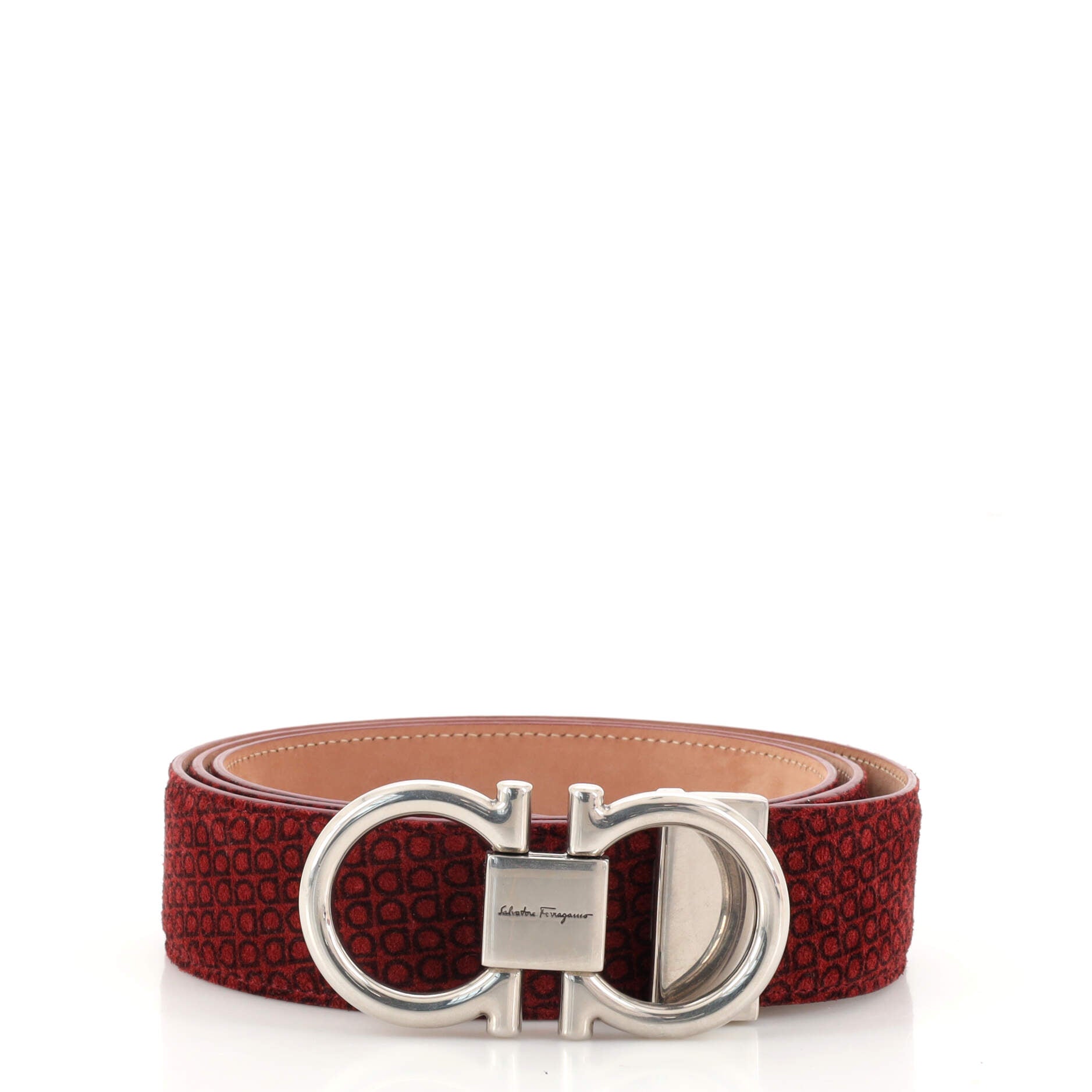 Gancini Belt Printed Suede Medium 105