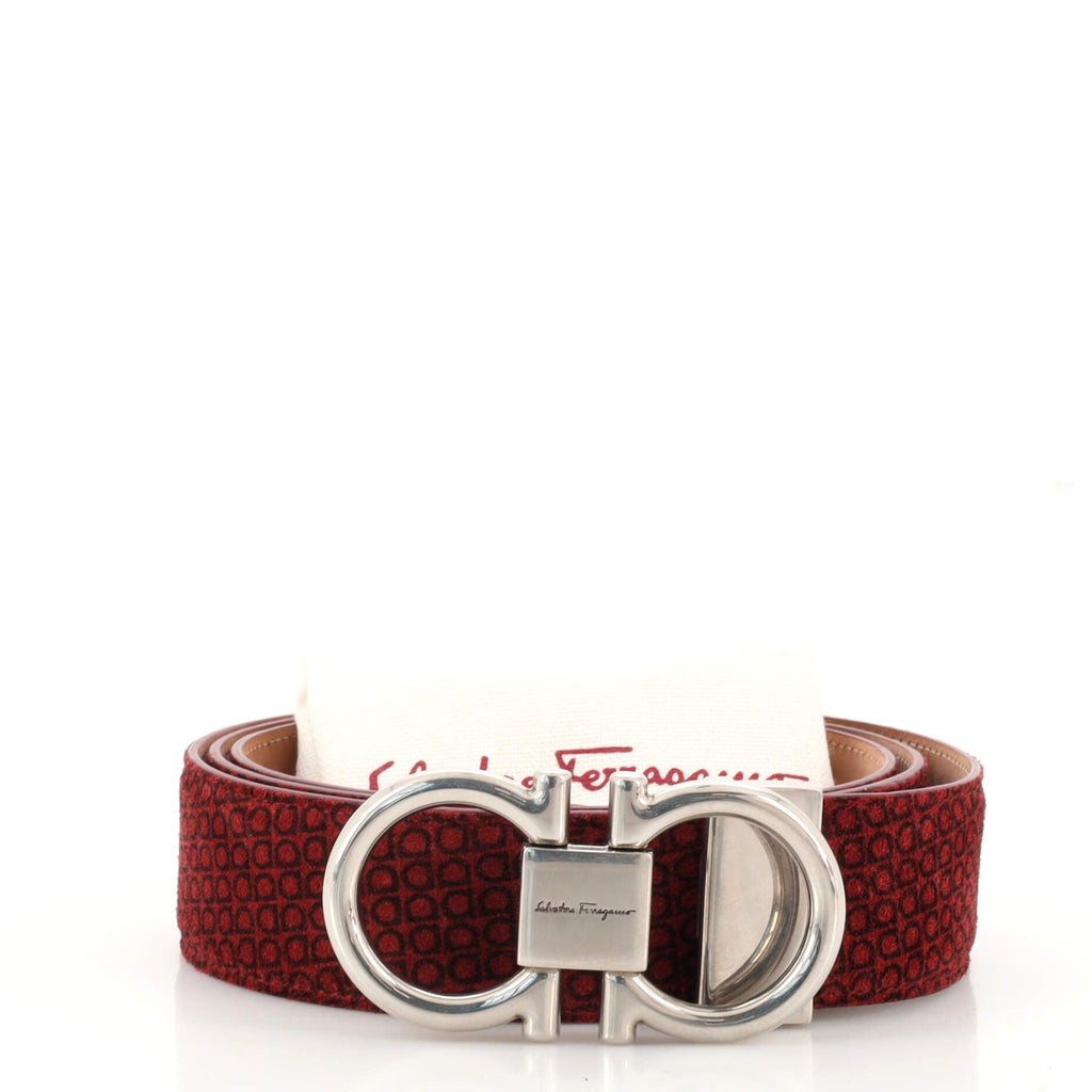 Gancini Belt Printed Suede Medium 105