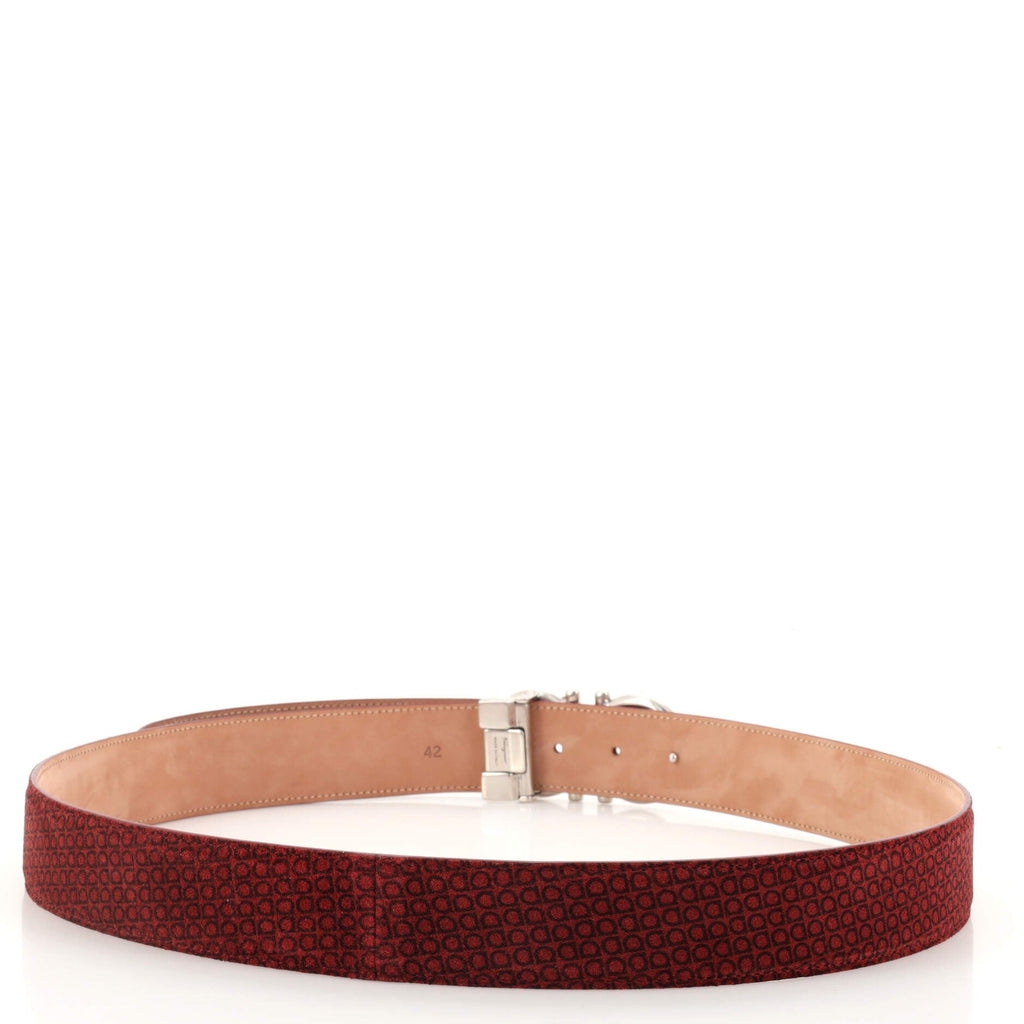 Gancini Belt Printed Suede Medium 105