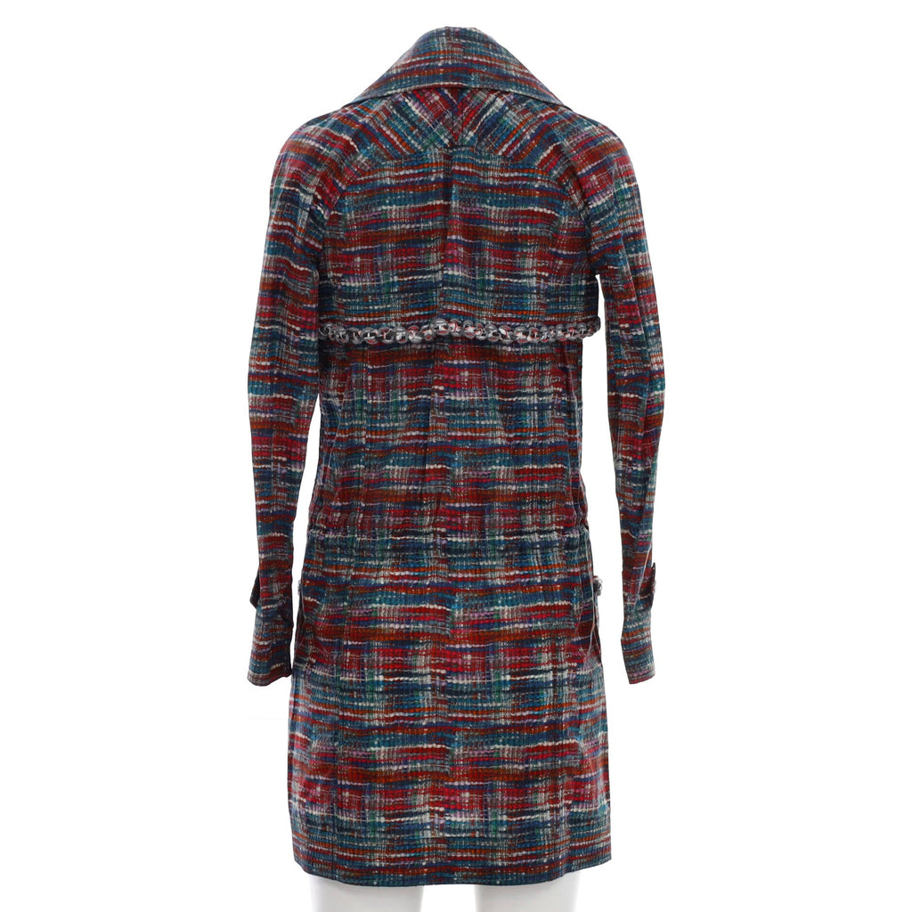 Women's Double Breasted Chain Detail Jacket Printed Cotton and Polyurethane Blend