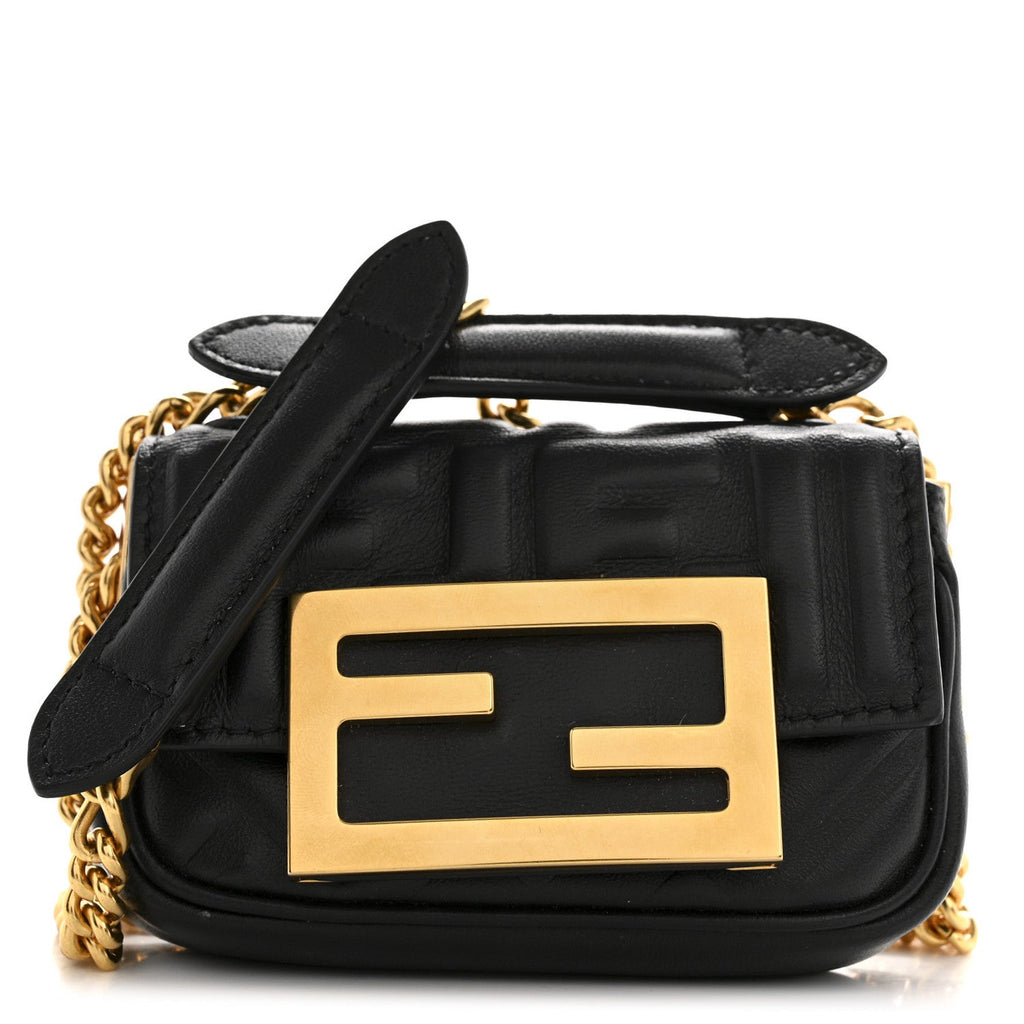 Nappa Matisse FF Embossed Nano Chain Baguette Black