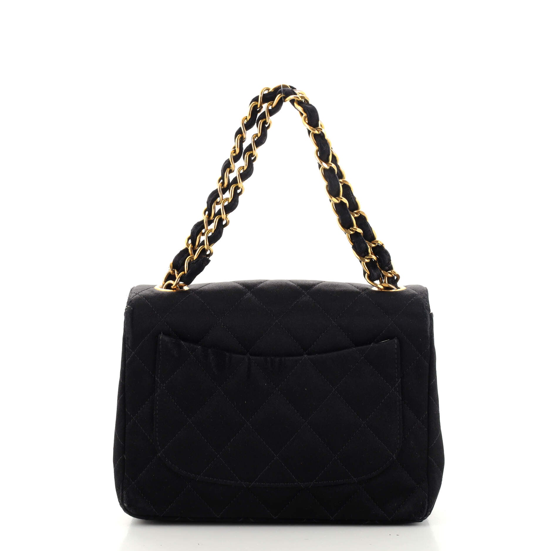 Vintage Square Classic Single Flap Bag Quilted Satin Mini