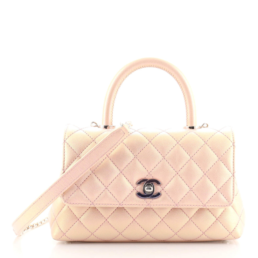 Coco Top Handle Bag Quilted Iridescent Caviar with Gradient Hardware Mini