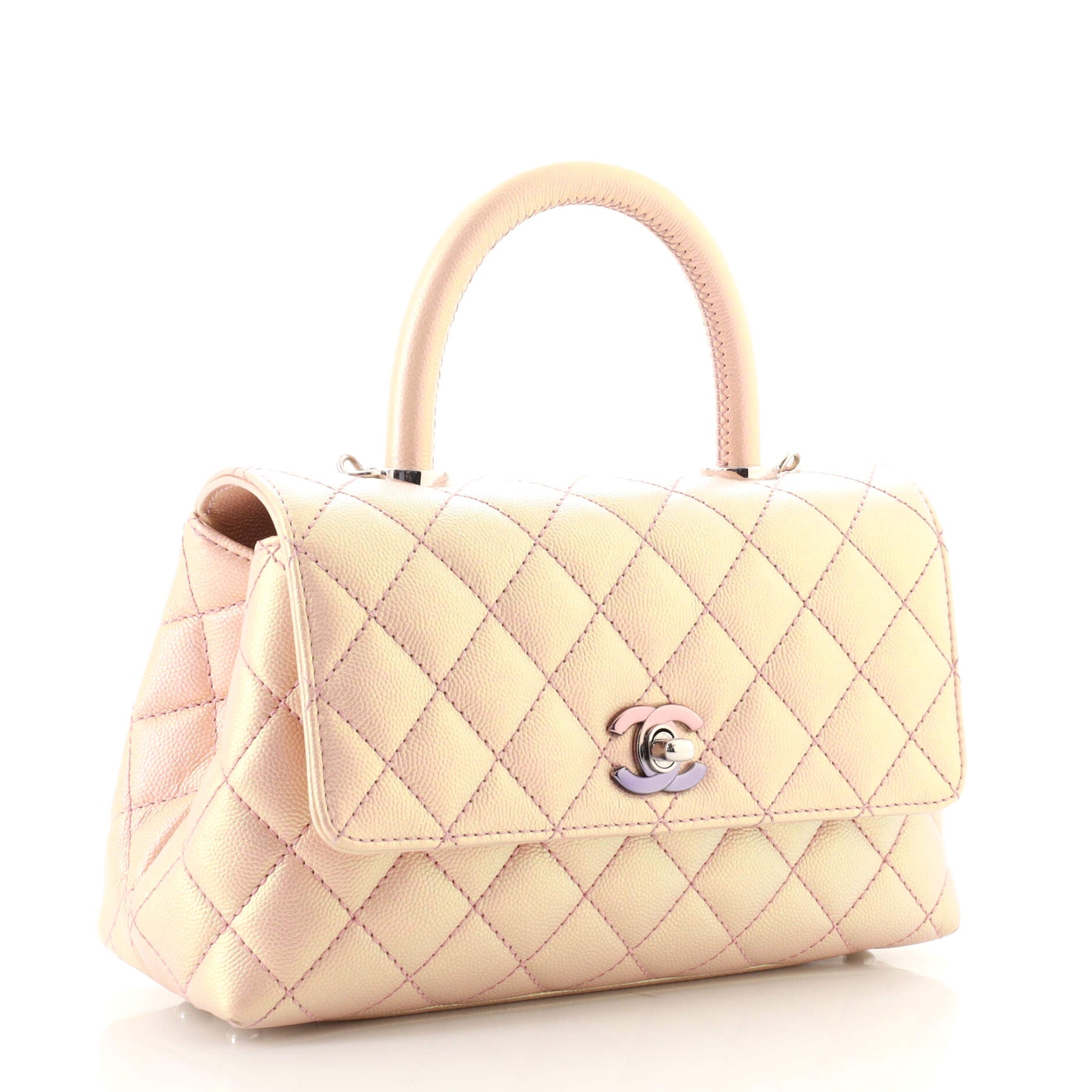 Coco Top Handle Bag Quilted Iridescent Caviar with Gradient Hardware Mini