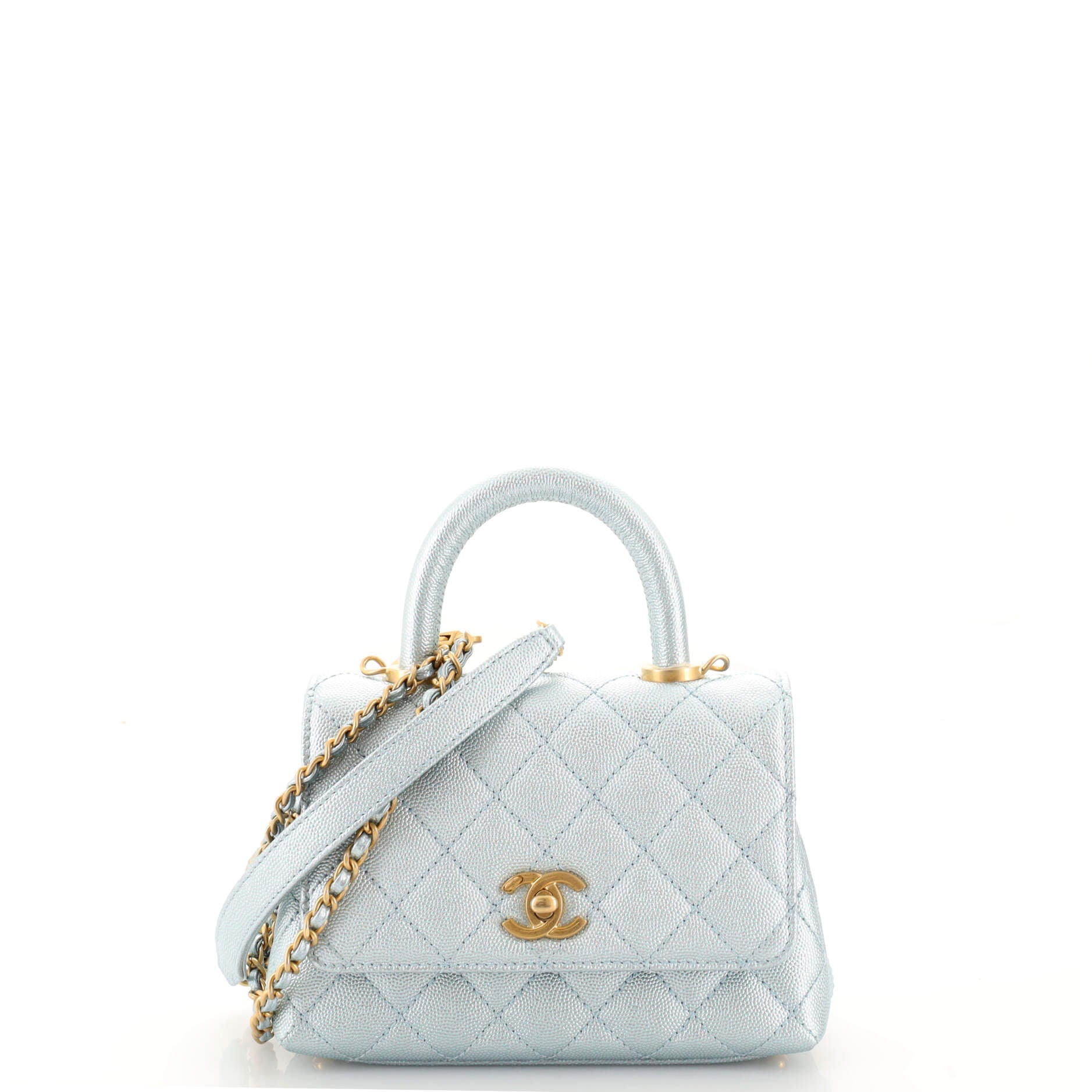 Coco Top Handle Bag Quilted Iridescent Caviar Extra Mini