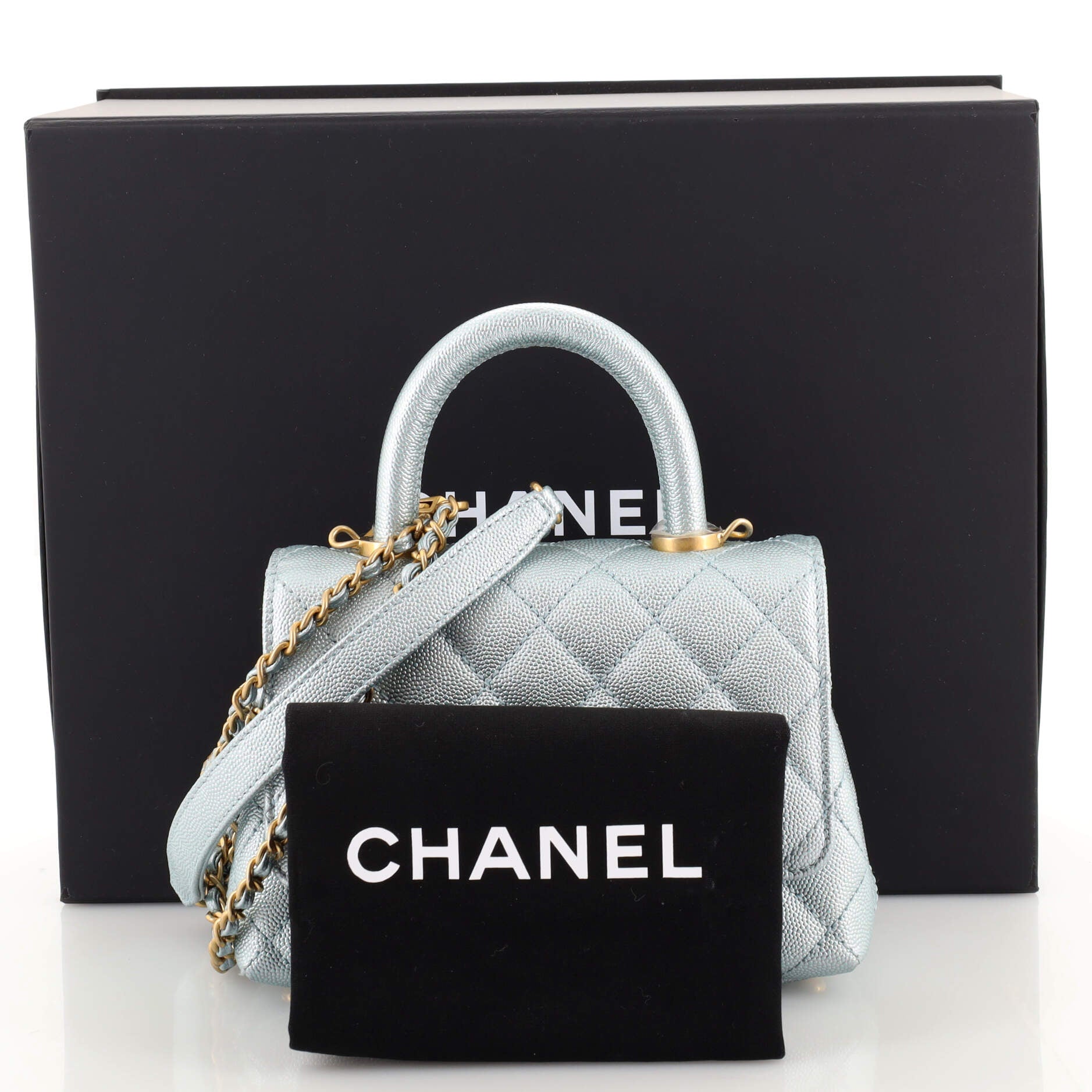 Coco Top Handle Bag Quilted Iridescent Caviar Extra Mini