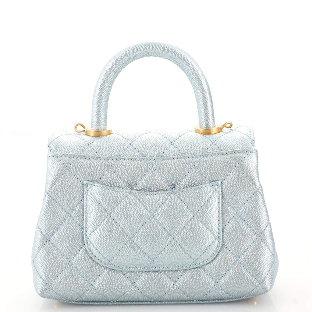Coco Top Handle Bag Quilted Iridescent Caviar Extra Mini
