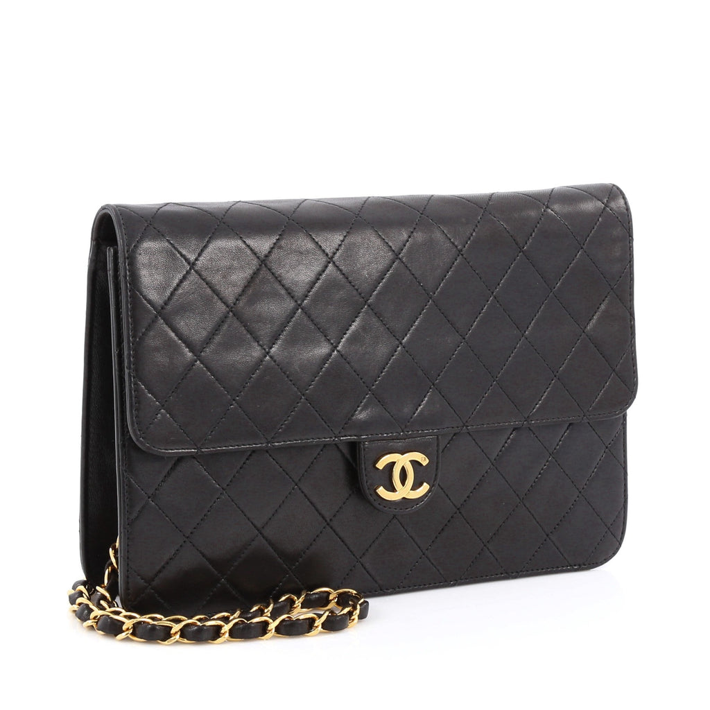 Vintage Clutch with Chain Quilted Leather Medium