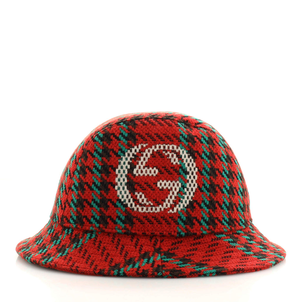 GG Houndstoth Bucket Hat Wool Medium