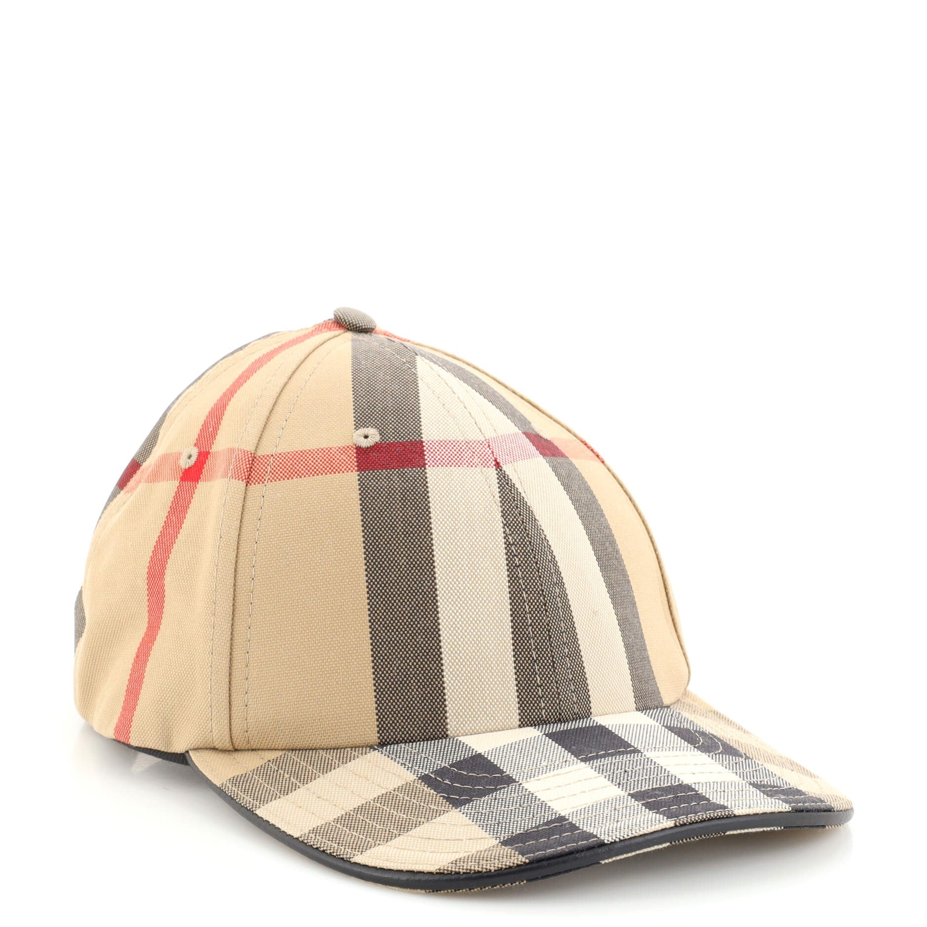 Logo Detail Baseball Cap Exaggerated Check Cotton XL