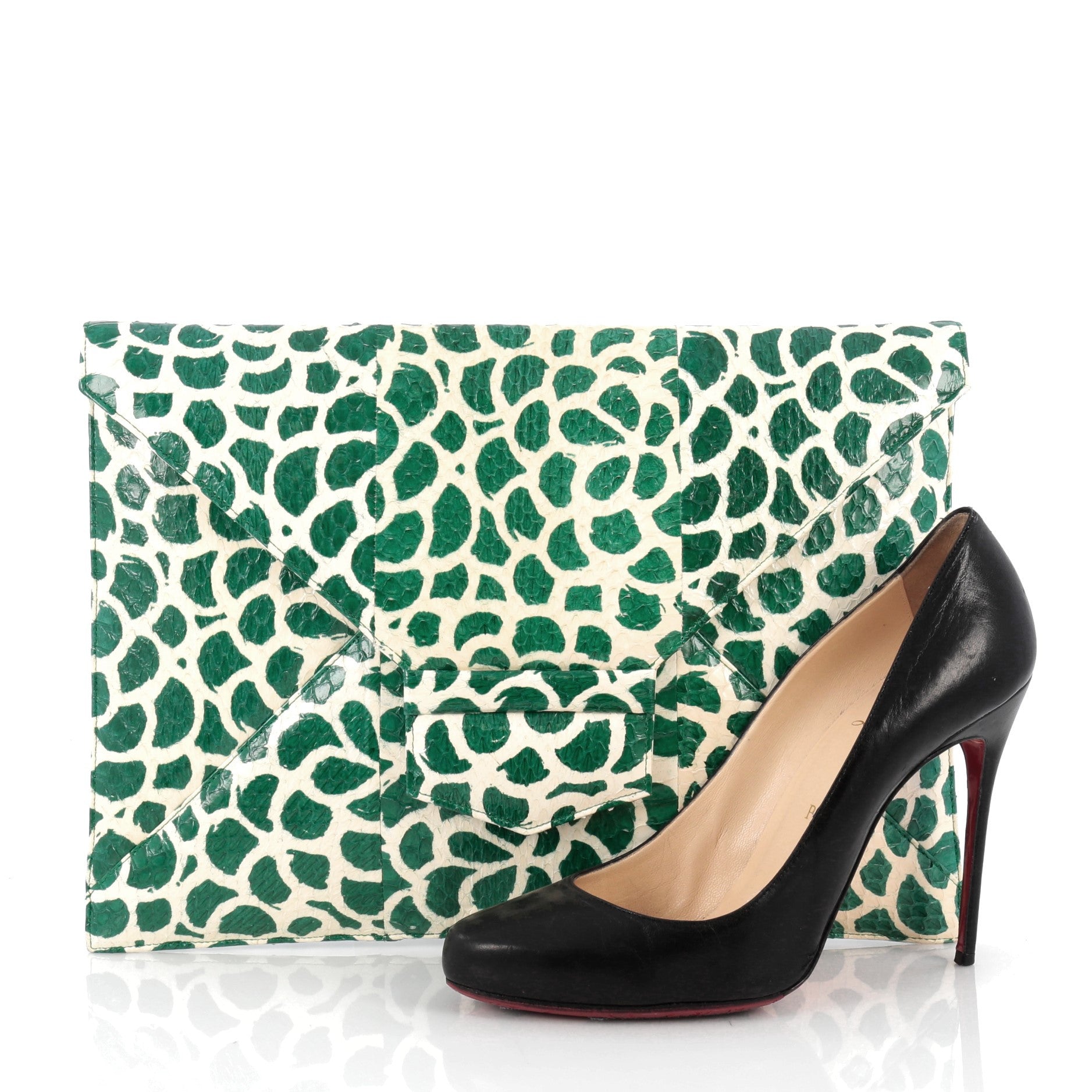 Grafton Flat Envelope Clutch Printed Snakeskin Large