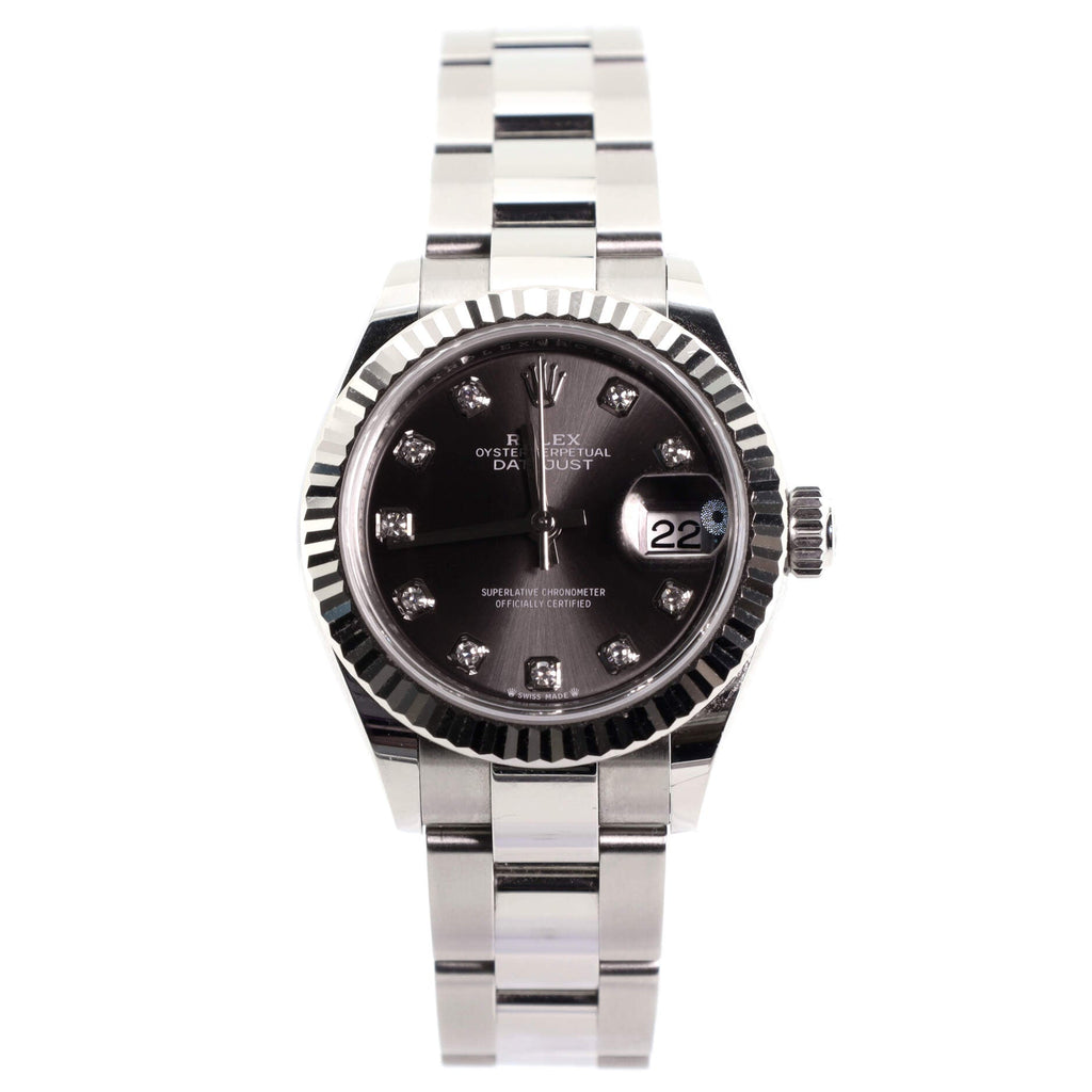 Oyster Perpetual Datejust Automatic Watch Stainless Steel and White Gold with Diamond Markers 28