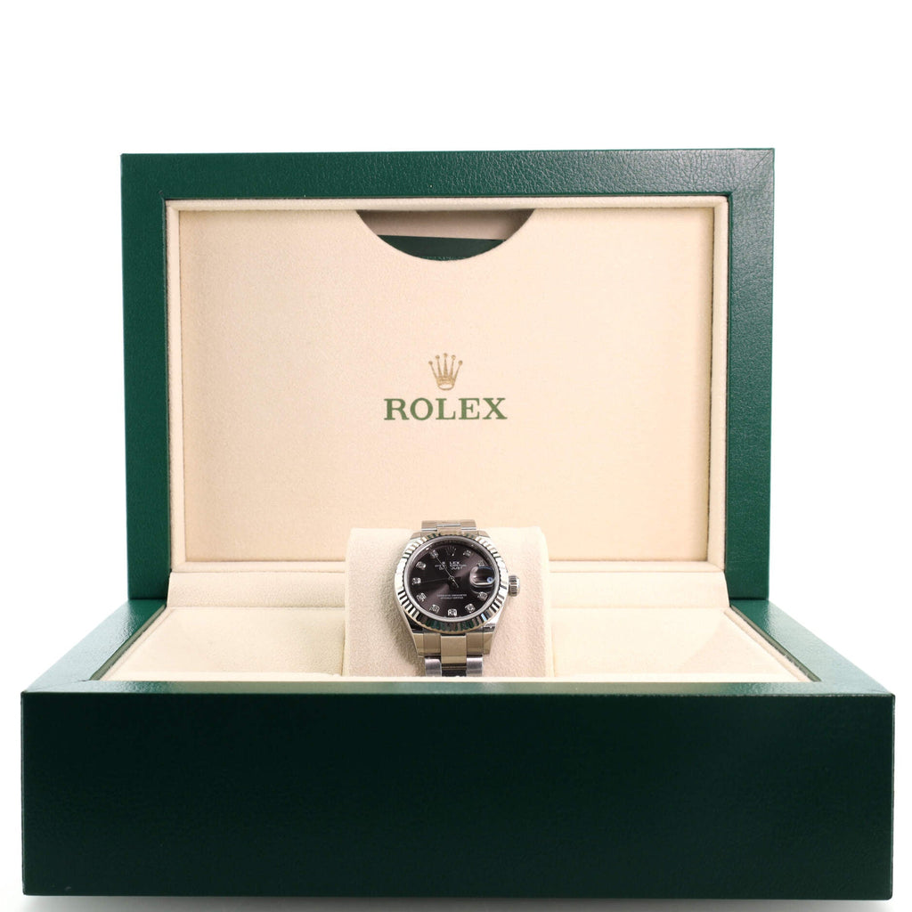 Oyster Perpetual Datejust Automatic Watch Stainless Steel and White Gold with Diamond Markers 28