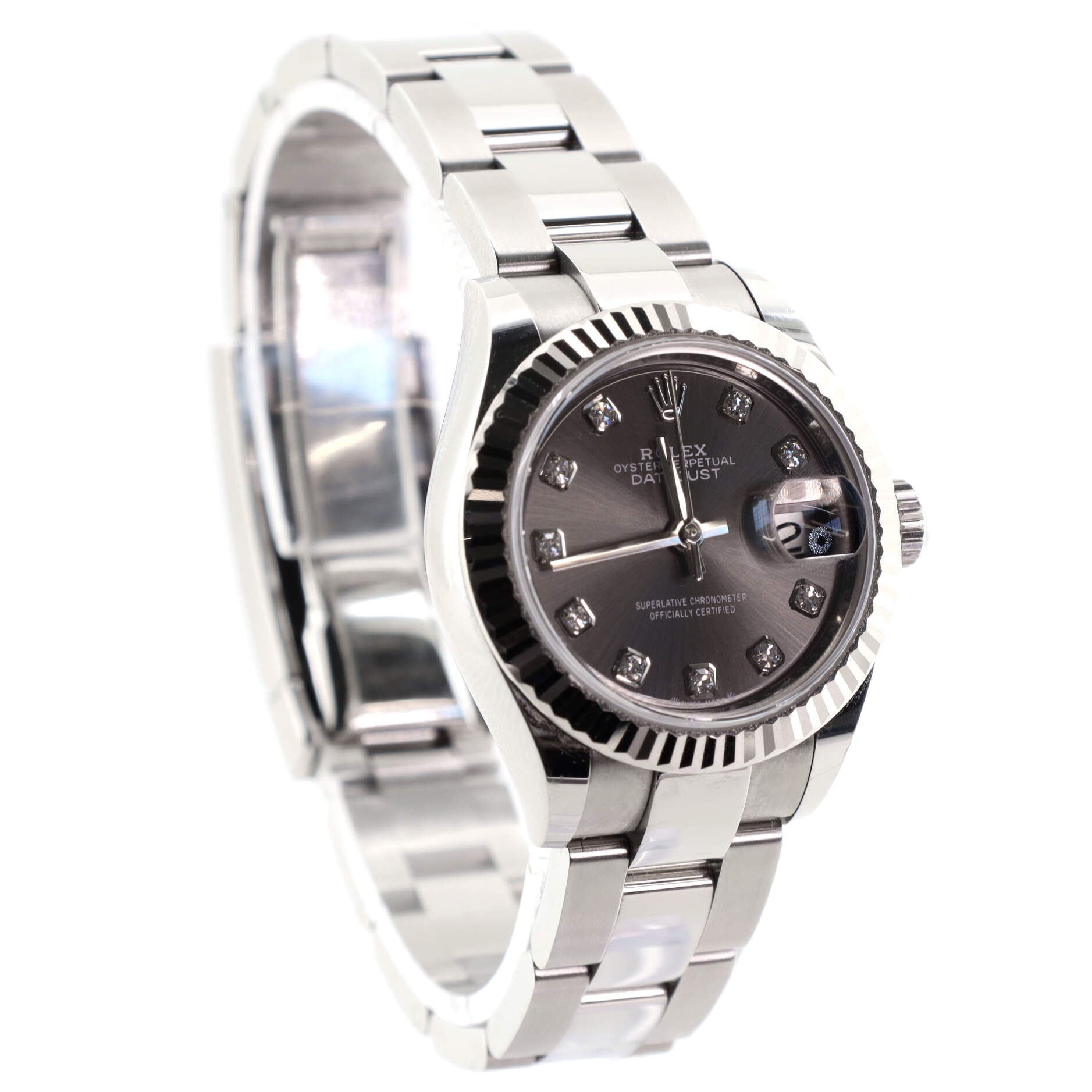 Oyster Perpetual Datejust Automatic Watch Stainless Steel and White Gold with Diamond Markers 28