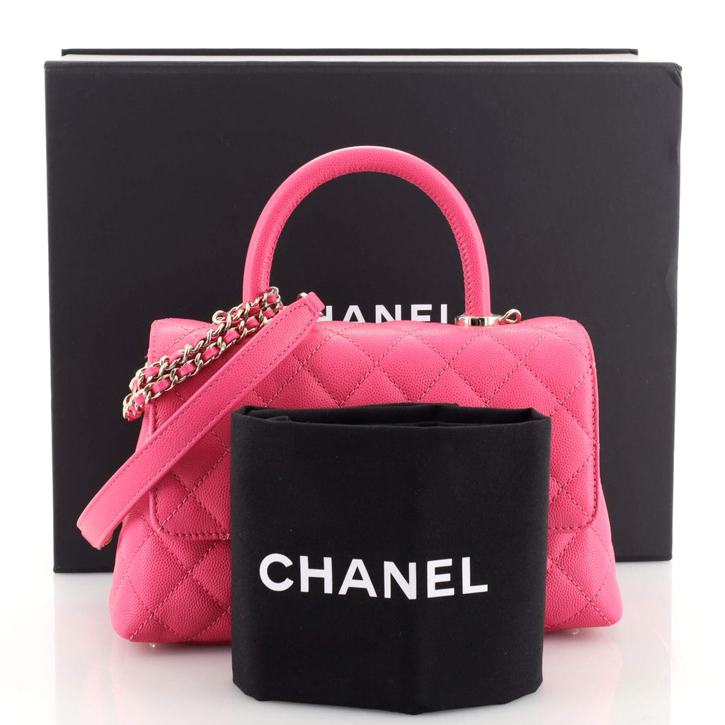 Coco Top Handle Bag Quilted Caviar Mini